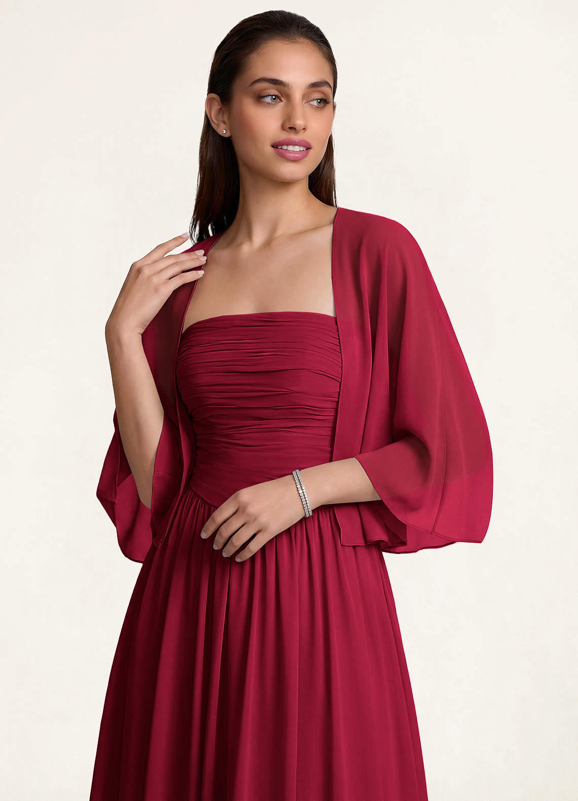 front Azazie Matching Color Classic Chiffon Shawl