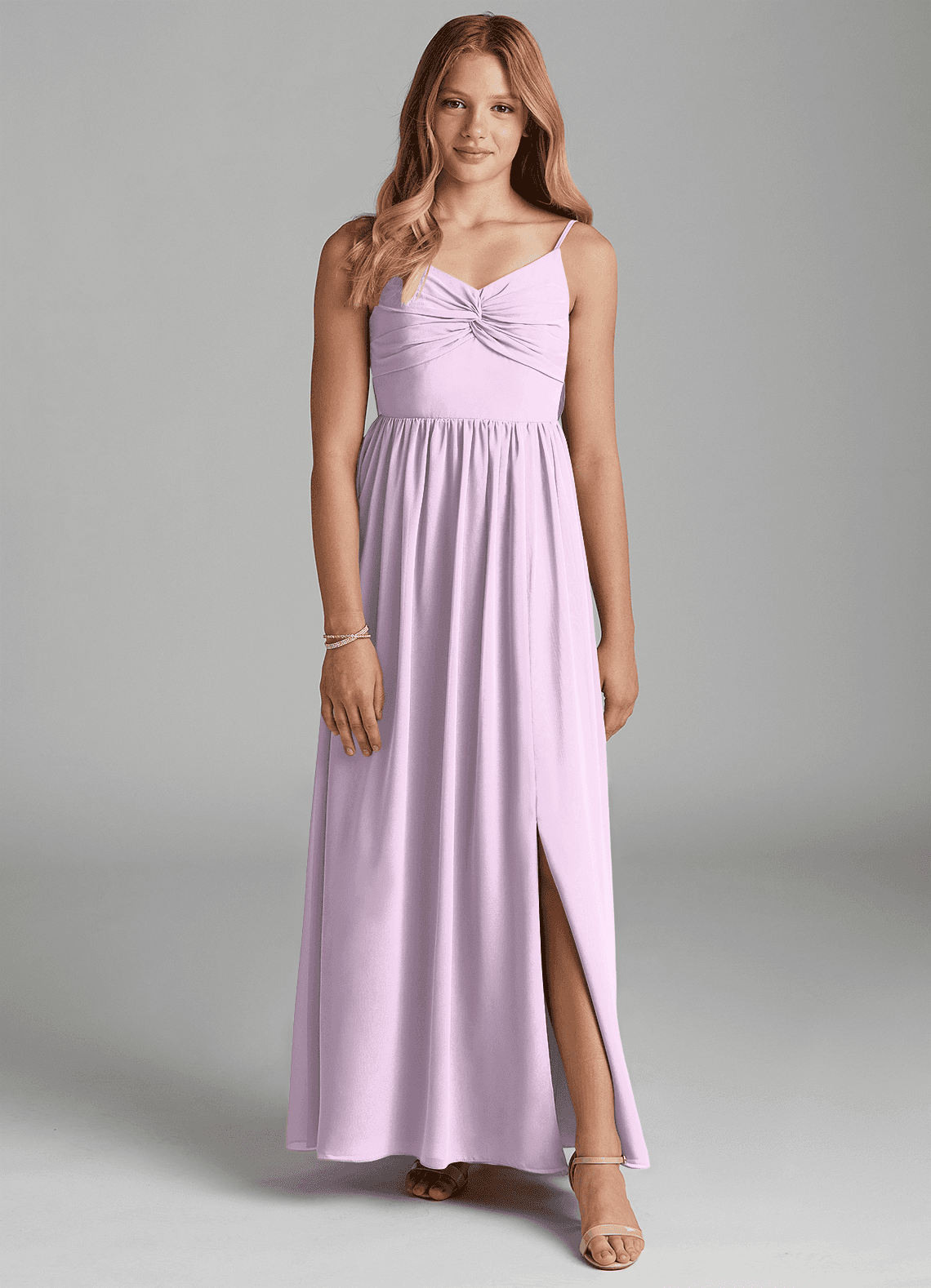 Azazie Zeya Junior A-Linie Chiffon Kleid Frostiges Flieder image1