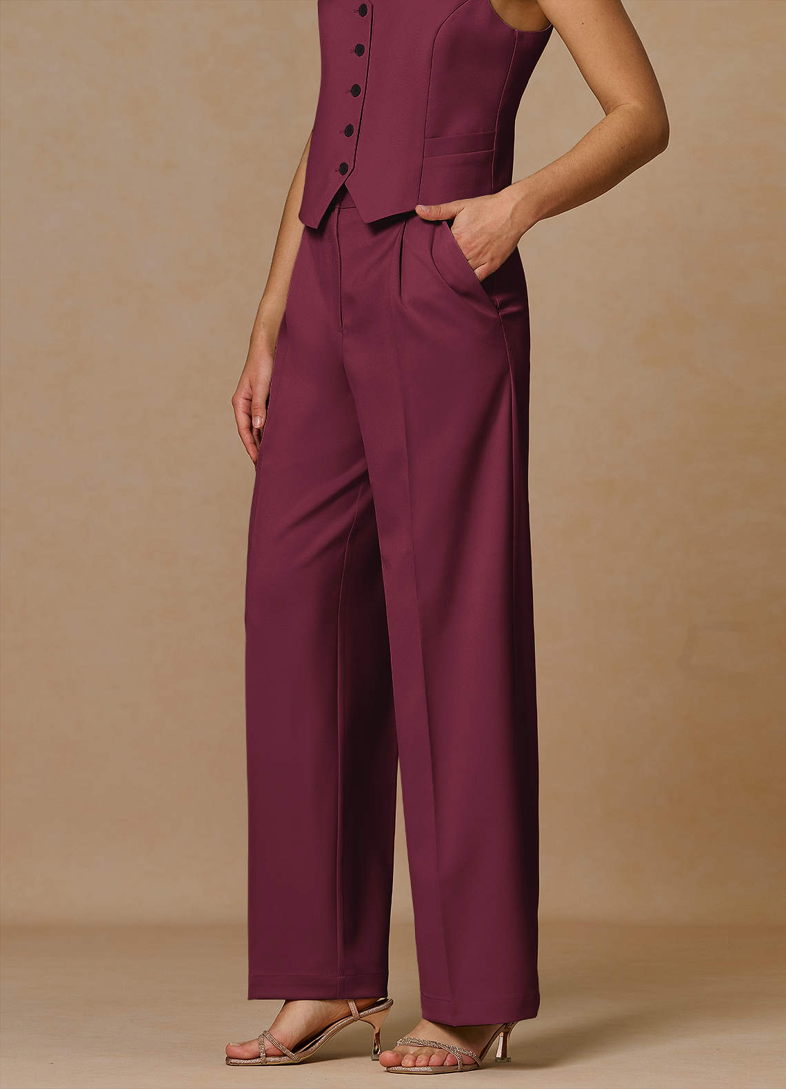 front Rowan Burgundy Refined Weave Performance pants