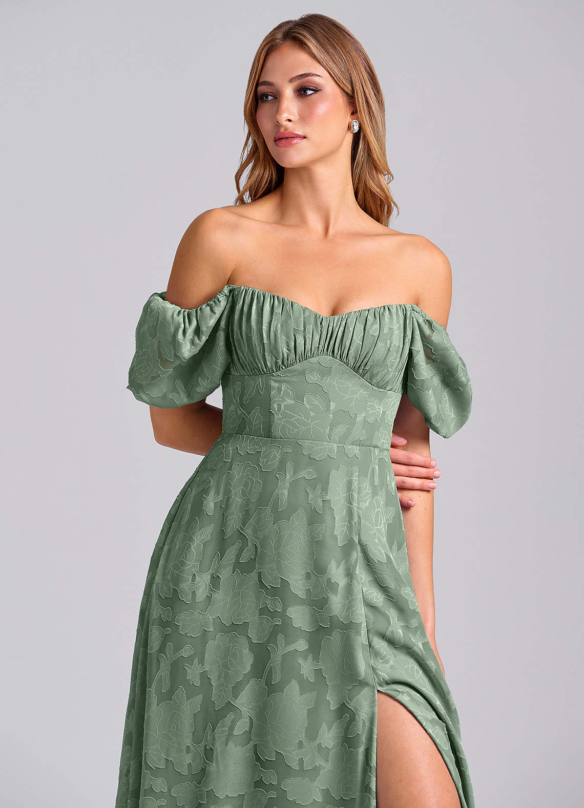 Azazie Mirian Morsiusneito Mekot A-linja Sydänpääntie Floral Burnout Lattian pituus Mekko image1