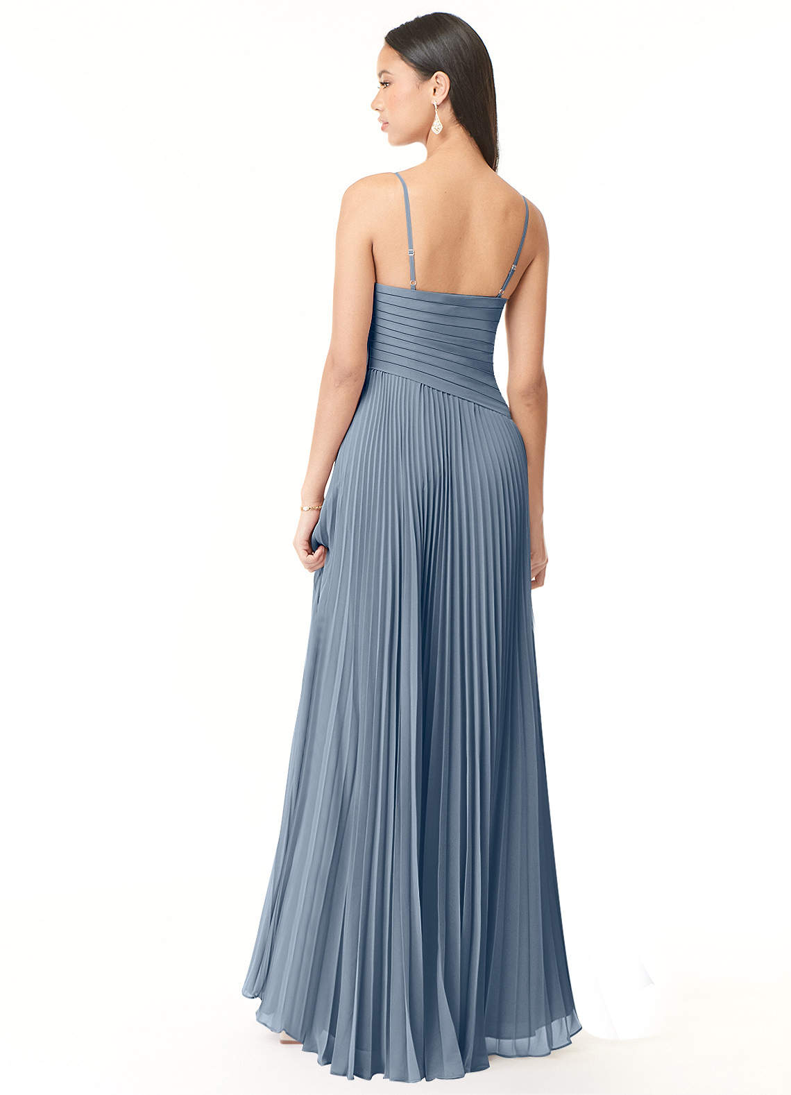 Azazie Vini At-home Try On Dresses Matcha A-Line V-Neck Pleated Chiffon Dress image1