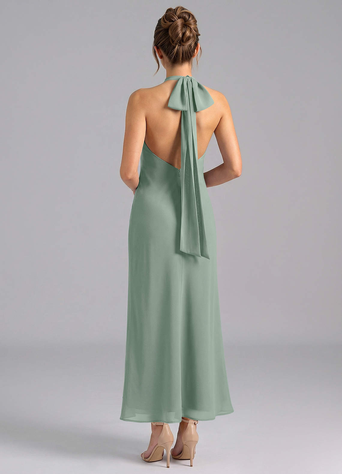 Azazie Velli Silver Sage Chiffon Bridesmaid Dresses | Azazie