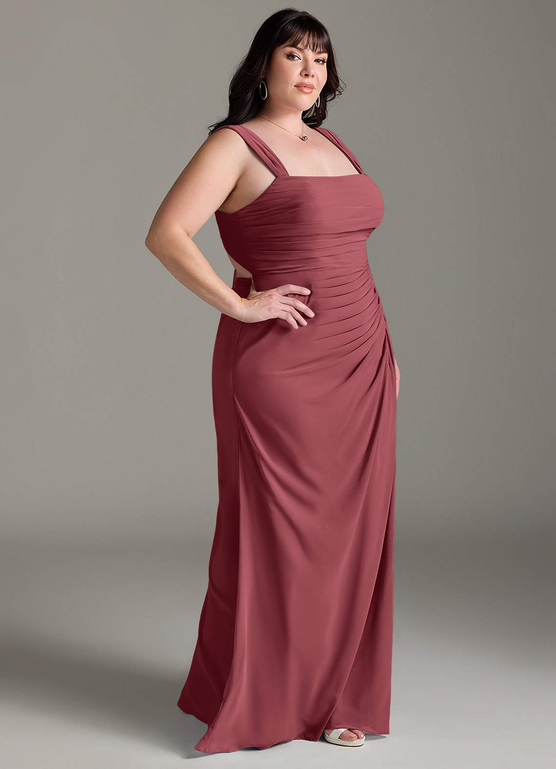 Azazie Jesaphine Bridesmaid Dresses Merlot Sheath Bow Chiffon Dress image10