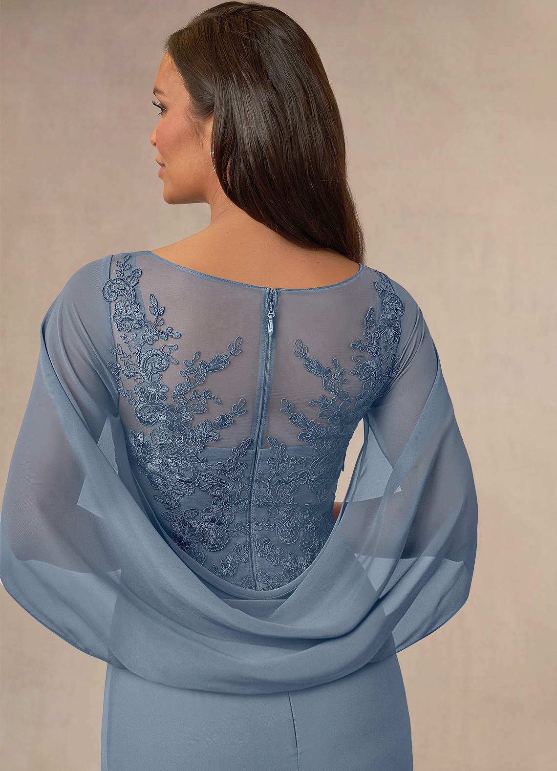 Azazie Hera Mother of the Bride Dresses Twilight A-Line Lace Capelet Chiffon Dress image3