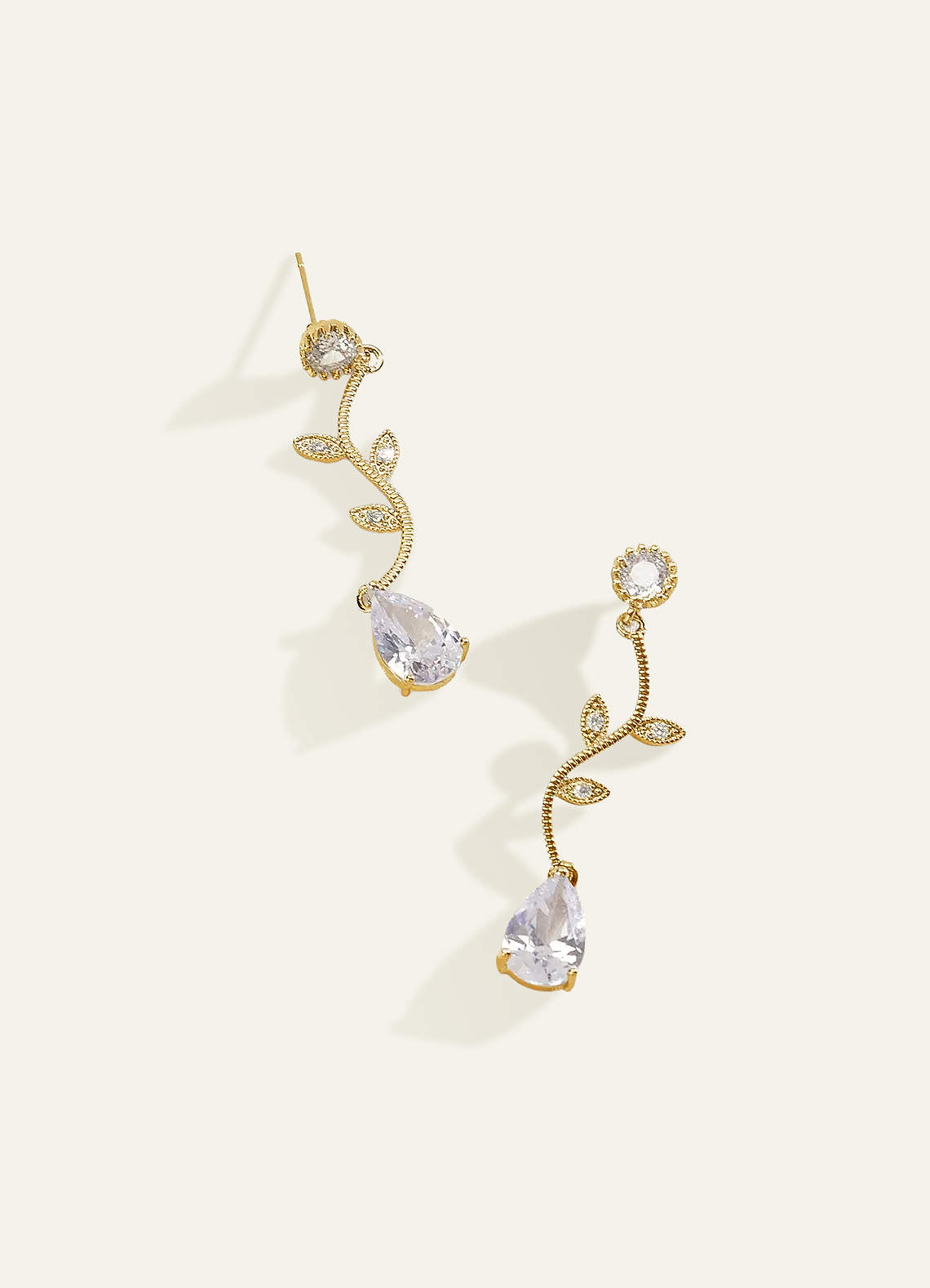 front Wavy Crystal Vine Jewelry Set