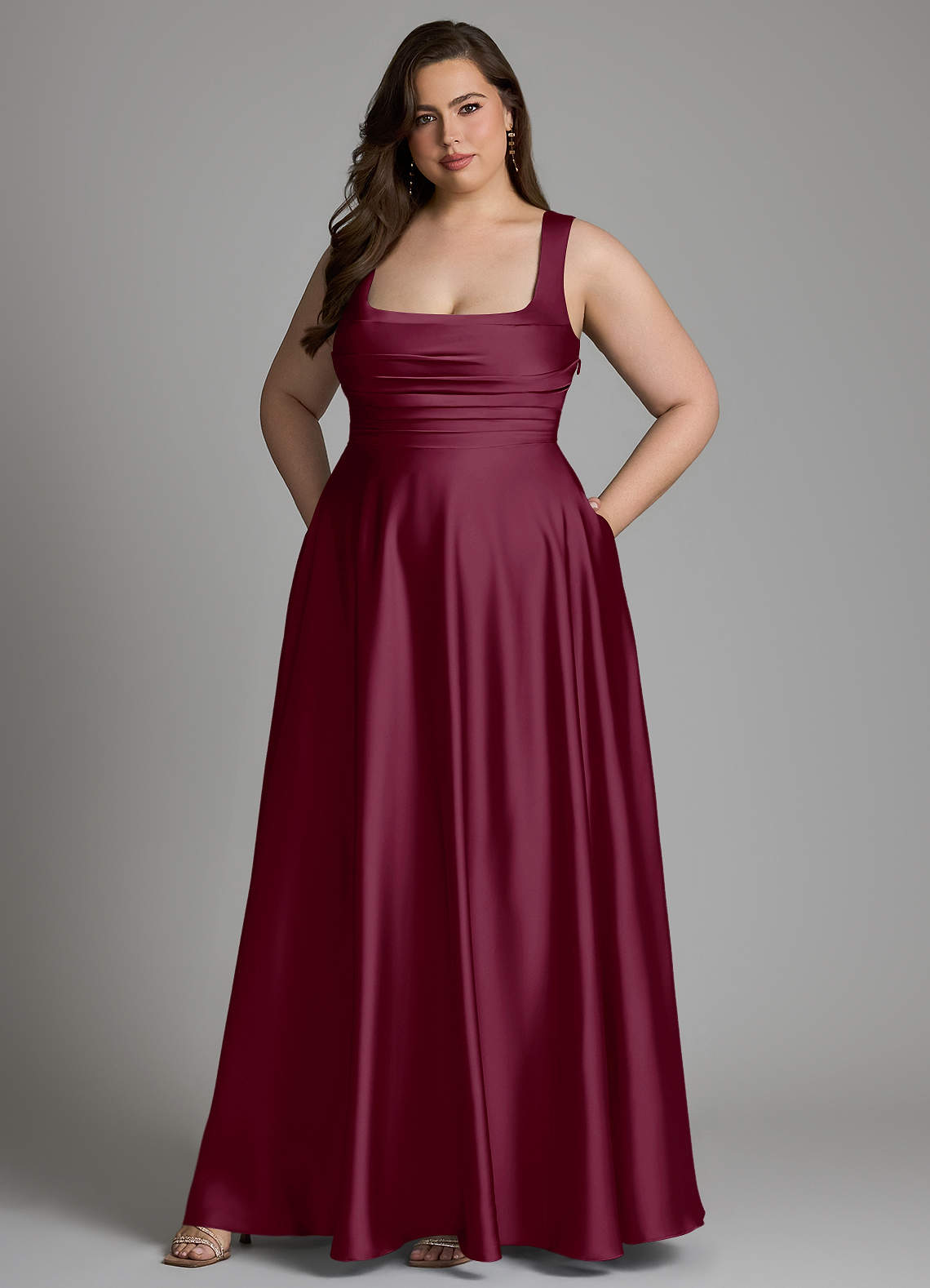 Azazie Azaria Bridesmaid Dresses Mulberry A-Line Corset Stretch Satin Dress image8