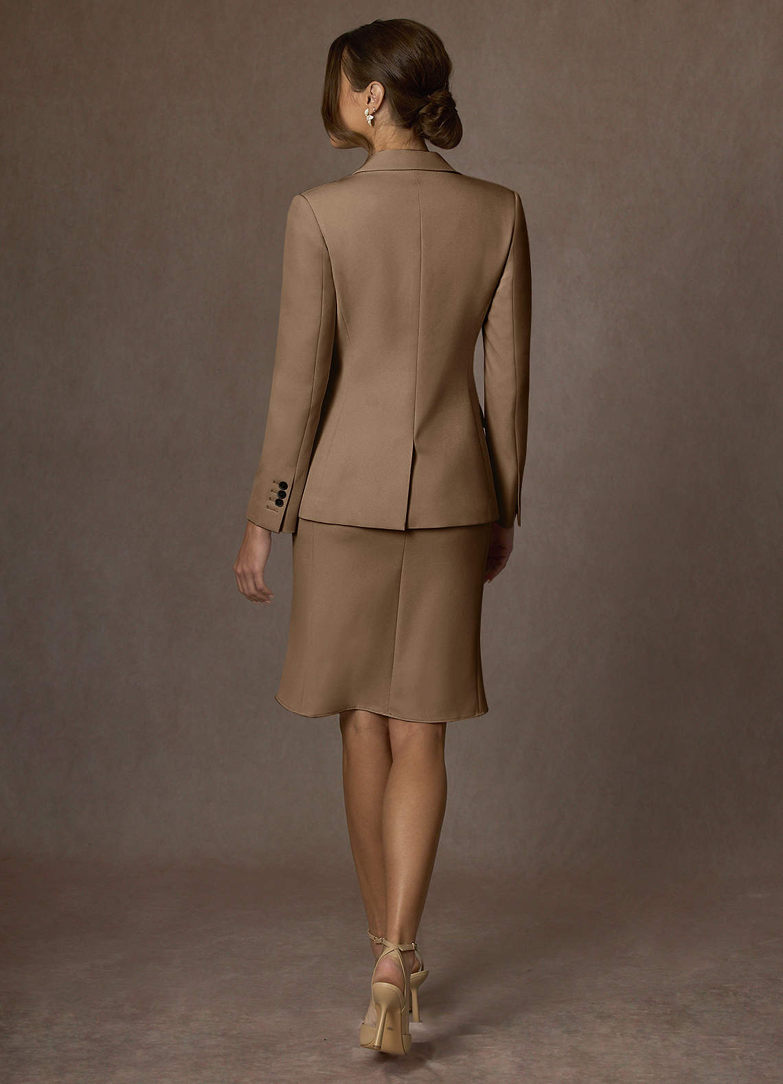 front Charlotte Truffle Refined Weave Dress