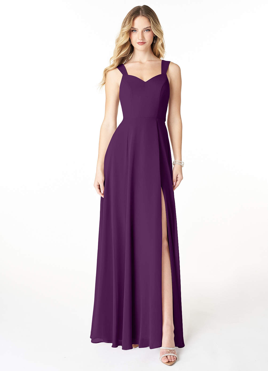 Azazie Julie Bridesmaid Dresses Grape A-Line Sweetheart Neckline Chiffon Dress image1