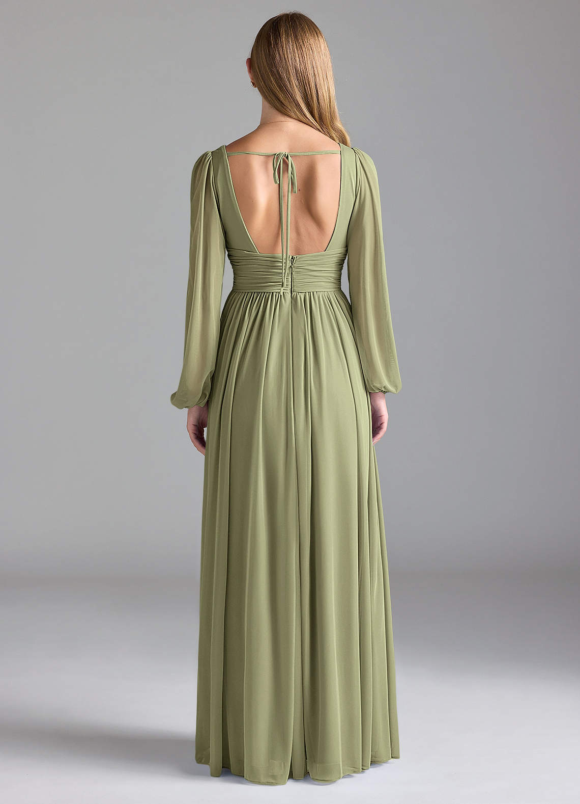 mesh long style-your-way bridesmaid dress Azazie Norah Ready to Ship Agave Mesh Bridesmaid Dresses