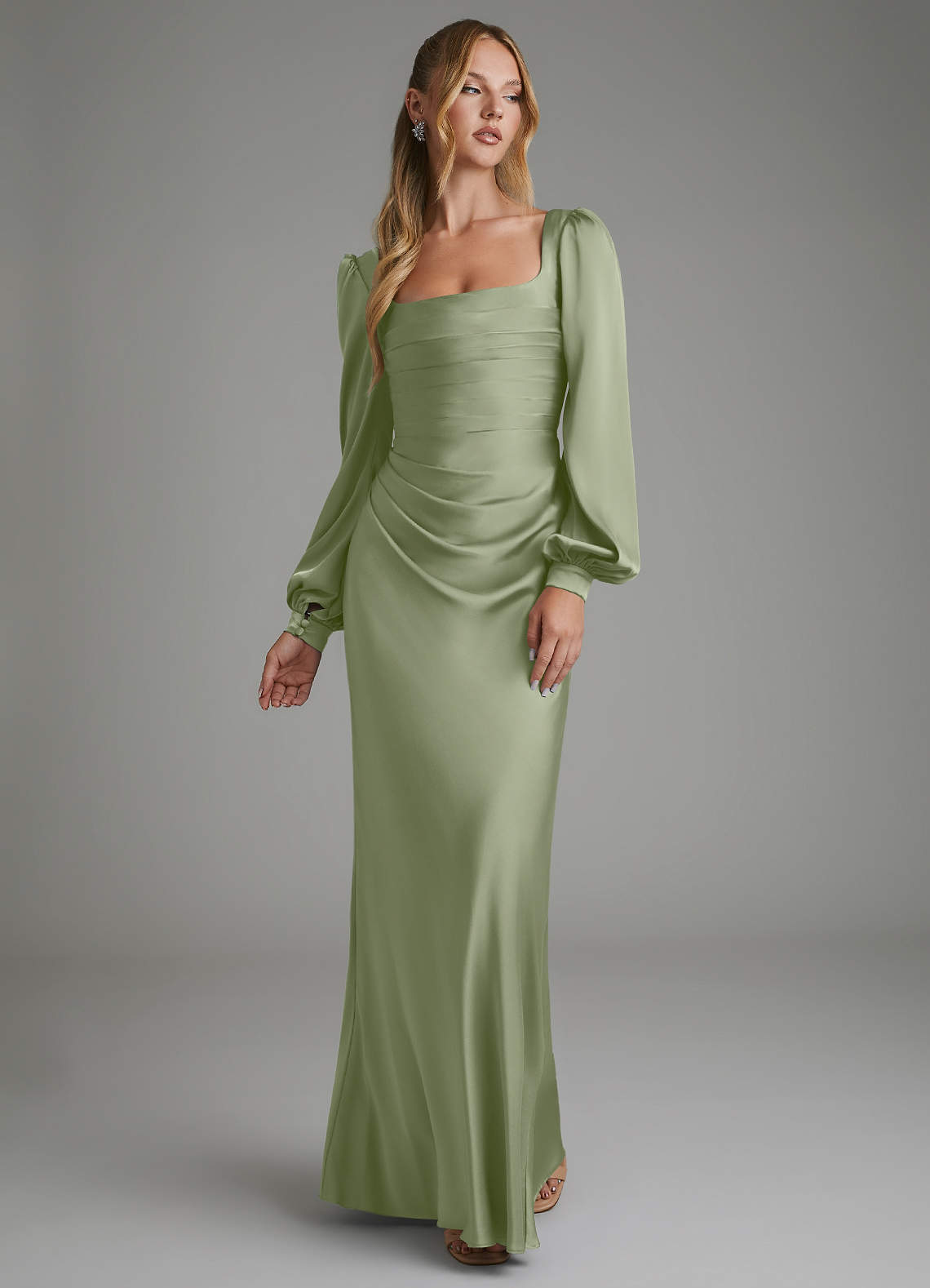 Azazie Pistachio Bridesmaid Dress Azazie Brianna Pistachio Stretch Satin Bridesmaid Dresses Azazie IE