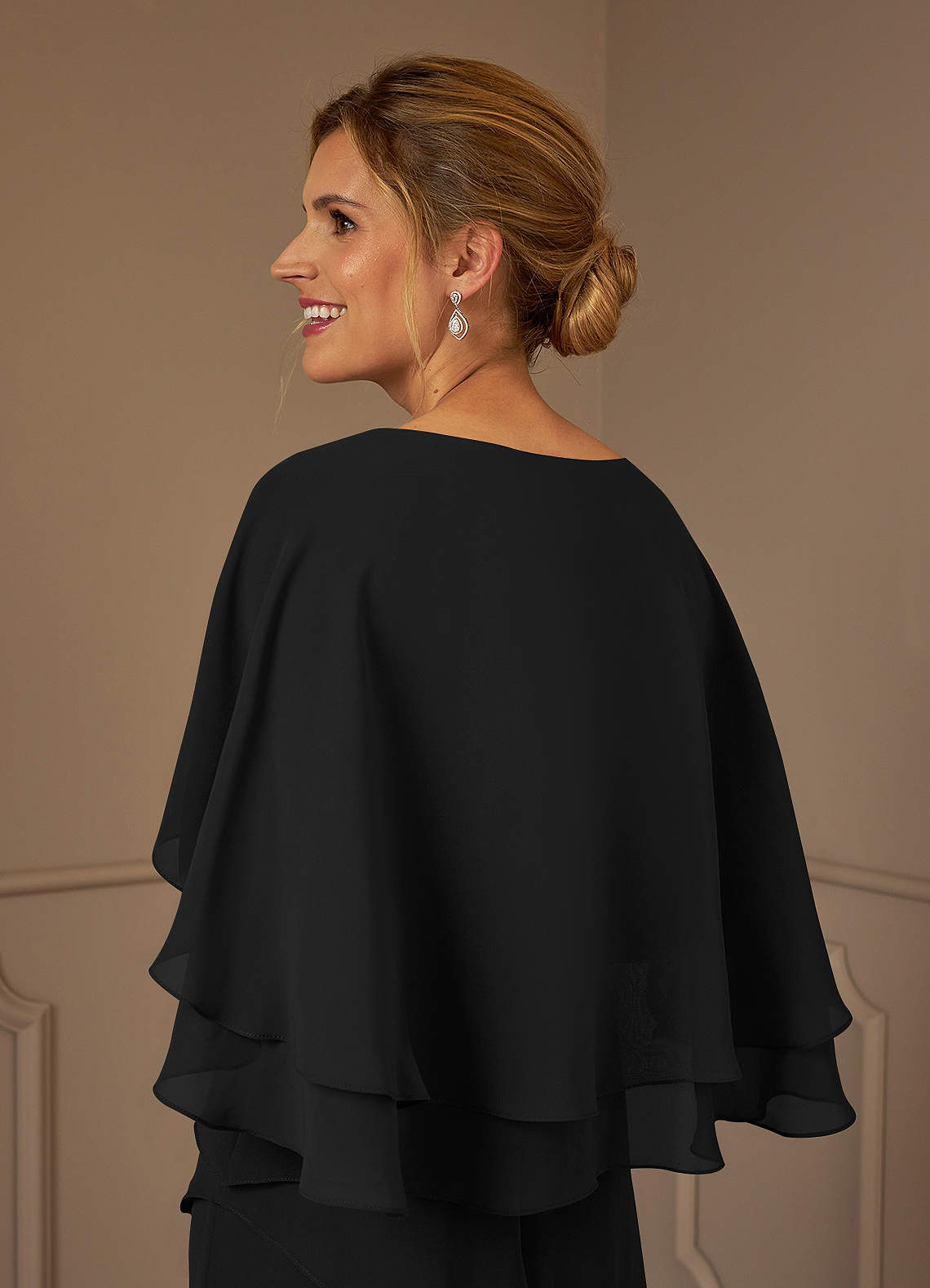 Azazie OHara Mother of the Bride Dresses Black A-Line V-Neck Chiffon Dress image11