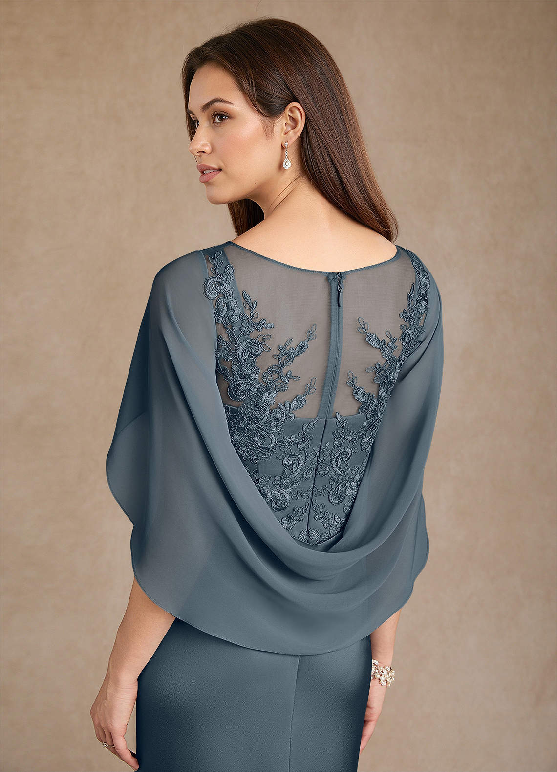 Azazie Hera Mother of the Bride Dresses Twilight A-Line Lace Stretch Satin Dress image5