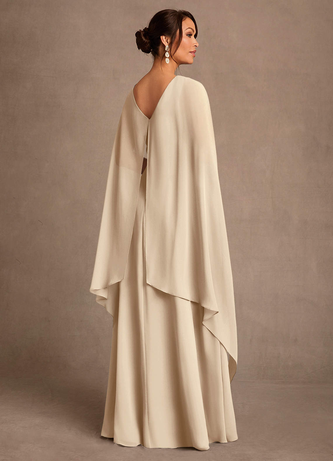Azazie Liddie Mother of the Bride Dresses Champagne A-Line Pleated Chiffon Dress image2
