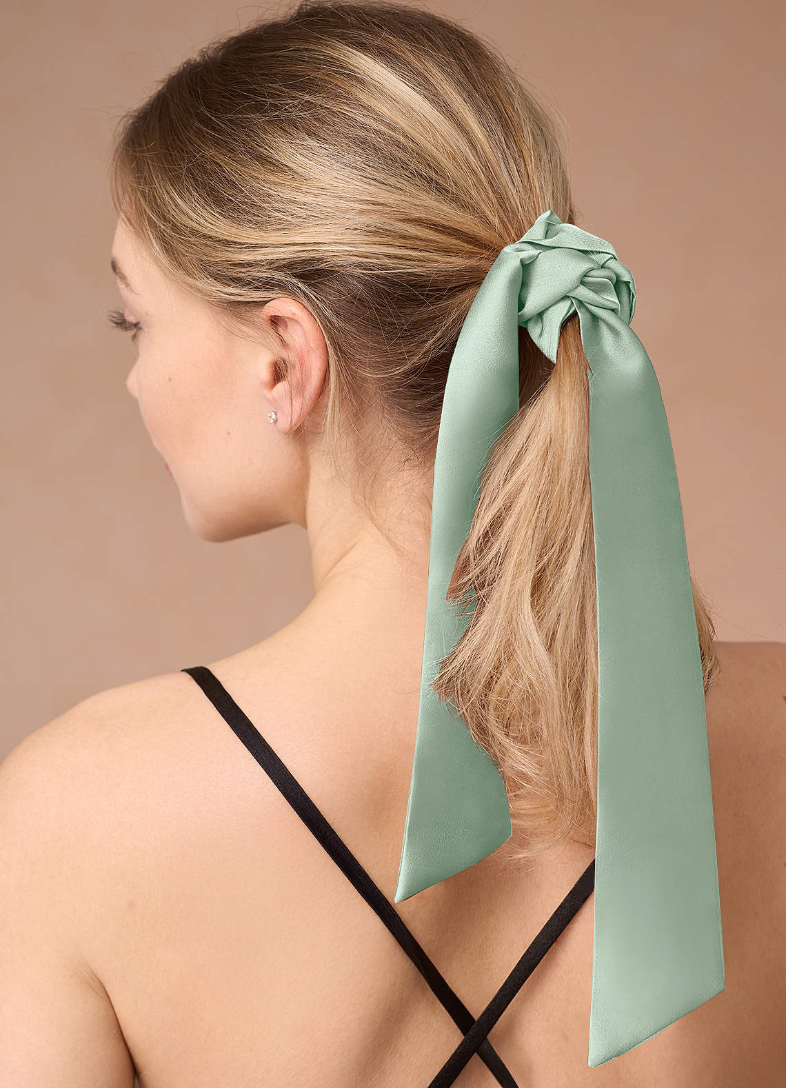 front Matching Color Stretch Satin Hair Scarf