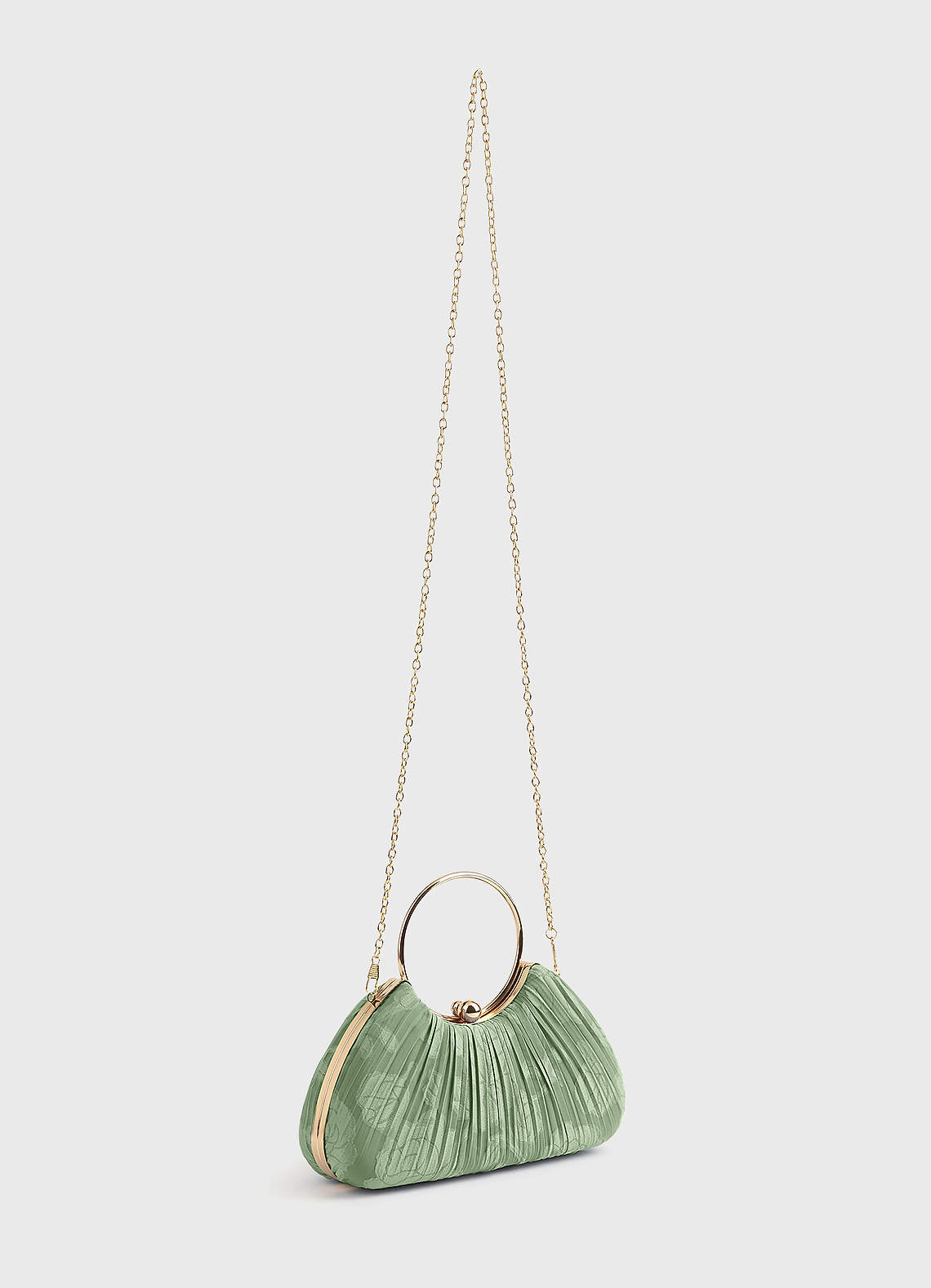 front Matching Color Floral Burnout Pleated Handbag