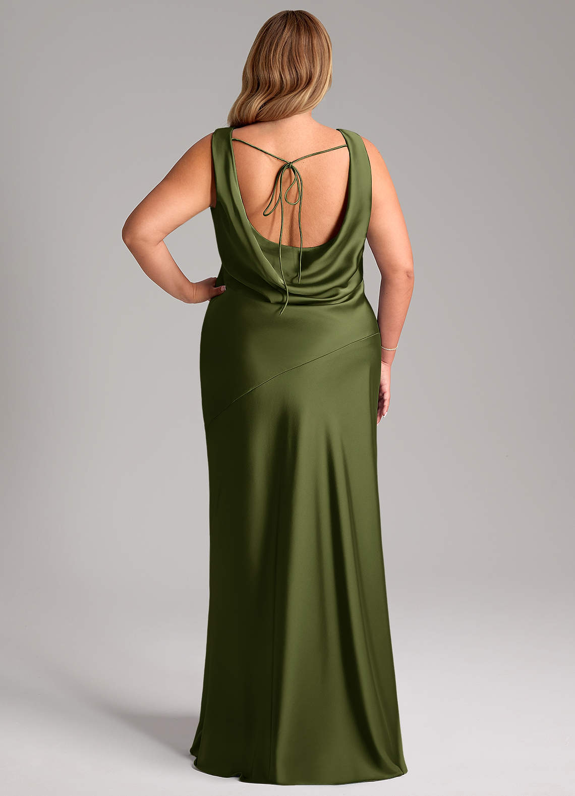 Azazie Rylina Vestidos de madrinha de casamento Vestir Oliva de Cetim elástico de sereia image7
