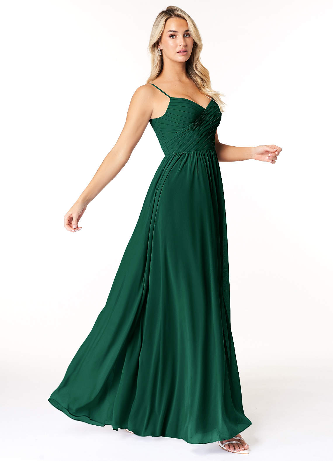 Azazie Lisbon Bridesmaid Dresses Emerald A-Line Sweetheart Neckline Chiffon Dress image1