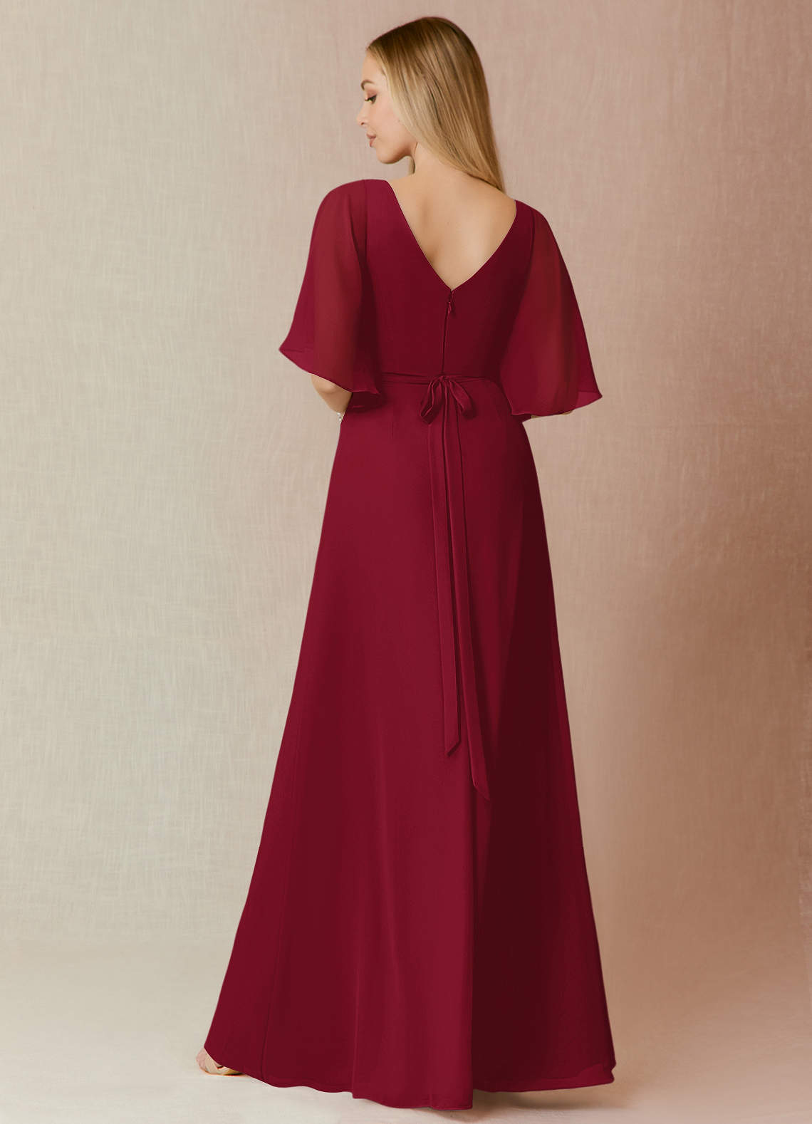 Azazie Cierra Bridesmaid Dresses A-Line V-Neck Chiffon Floor-Length Dress image1