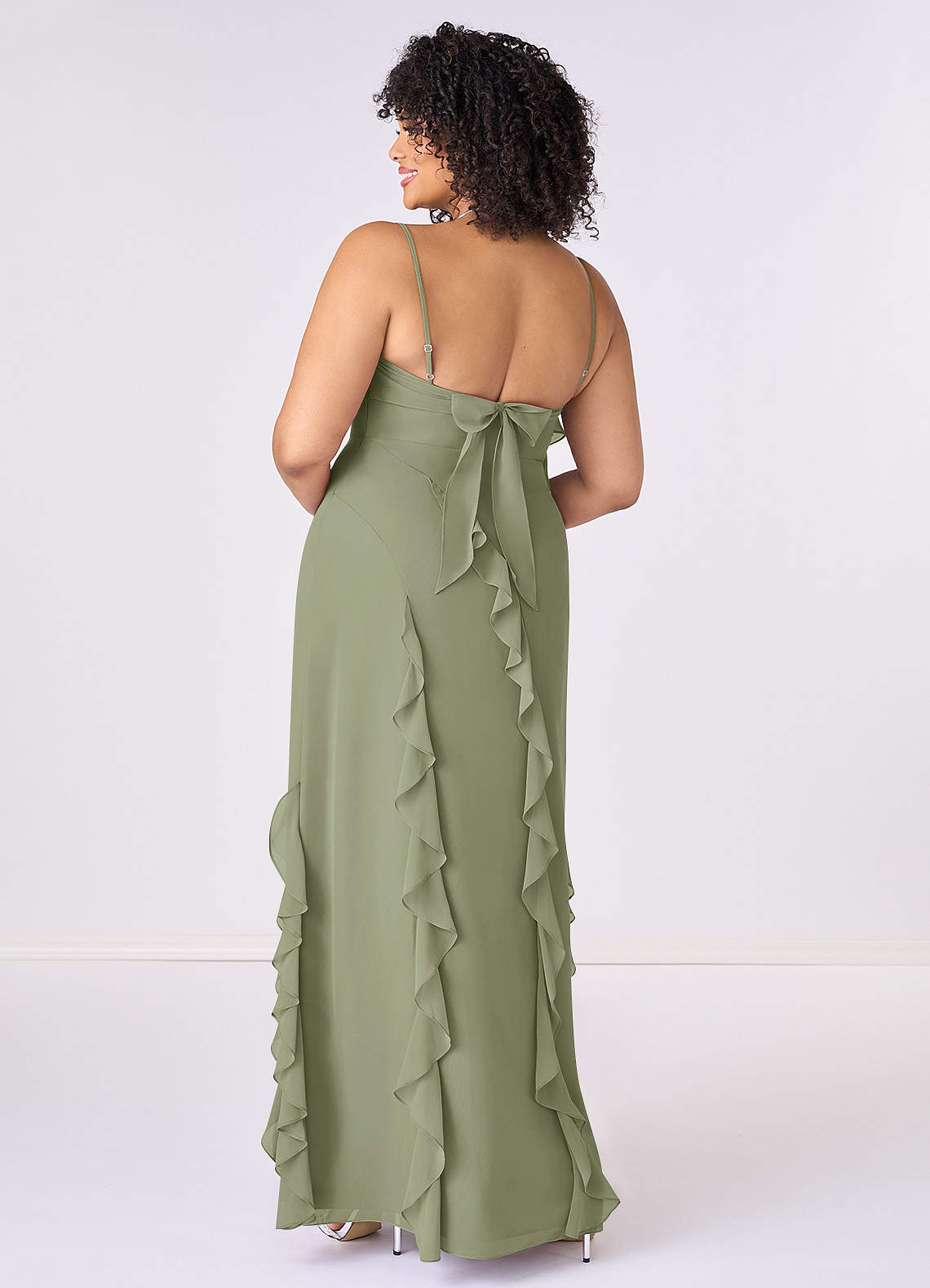 Barbie ♥ Azazie Bridesmaid Dresses Pistachio Sheath Bow Chiffon Dress image6