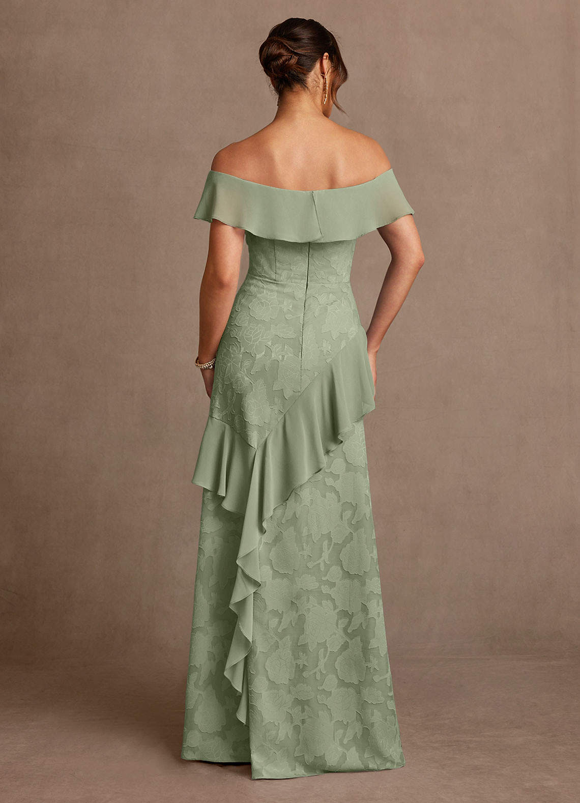 Azazie Marina vestidos de madre de la novia Vestido de Agave de Devorado Floral de Corte en A con Vestidos sin tirantes image1