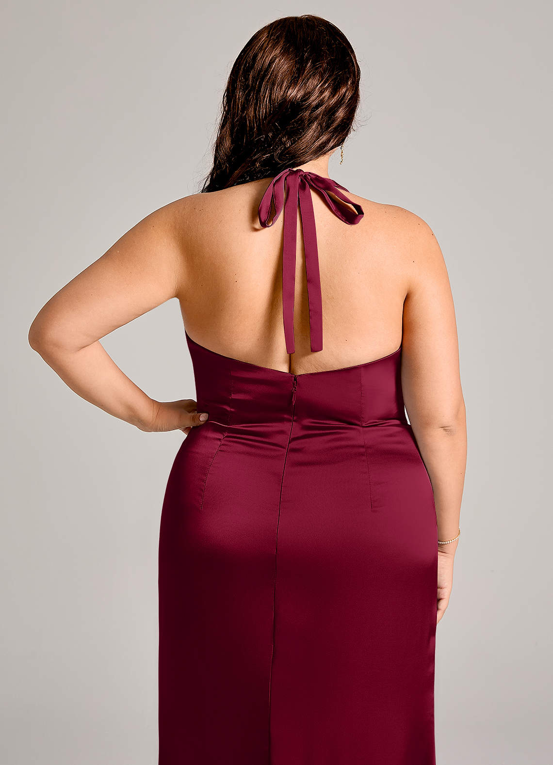 Azazie Valerie Brudtärnklänningar Klä av Sjöjungfru i Stretch Satin Plisserad Bourgogne image7
