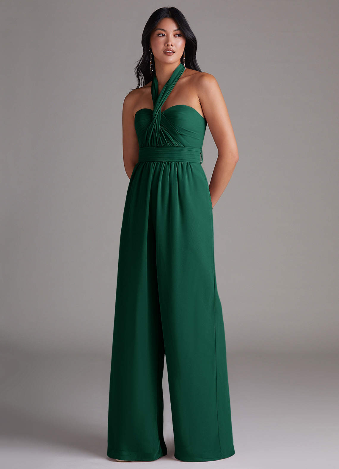 Azazie Lamara Emerald Chiffon Bridesmaid Dresses | Azazie