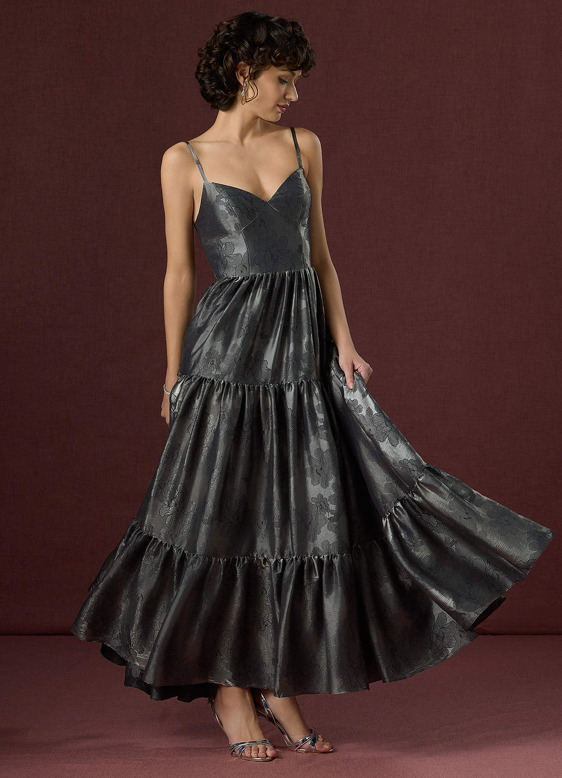 charcoal dress bridesmaid Azazie Plus Size Maxi Dresses A-Line Wedding Guest Formal Dresses V Neck black and white wedding dresses Infinite different styles Cobalt Cascade Cutout Dress Coat Size:22 WR