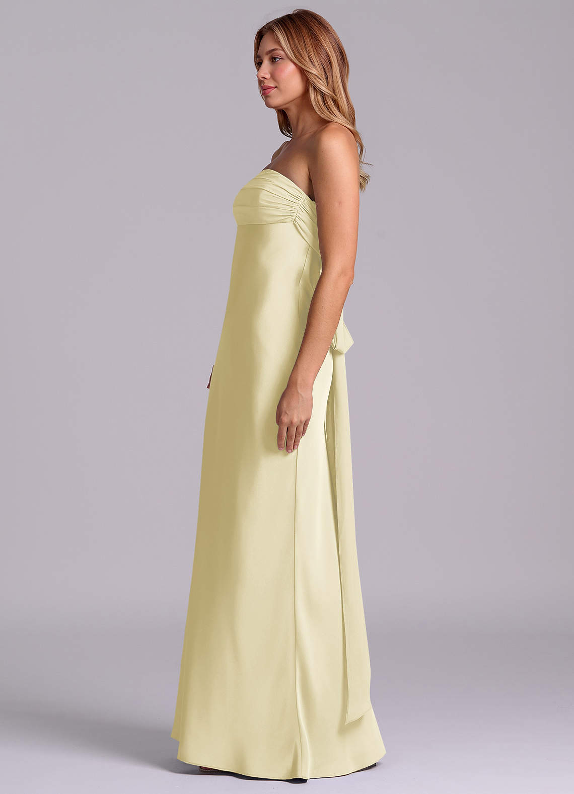 Azazie Ailanie Brudtärnklänningar Klä av Tubklänning i Stretch Satin Axelbandslös Citronsorbet image5