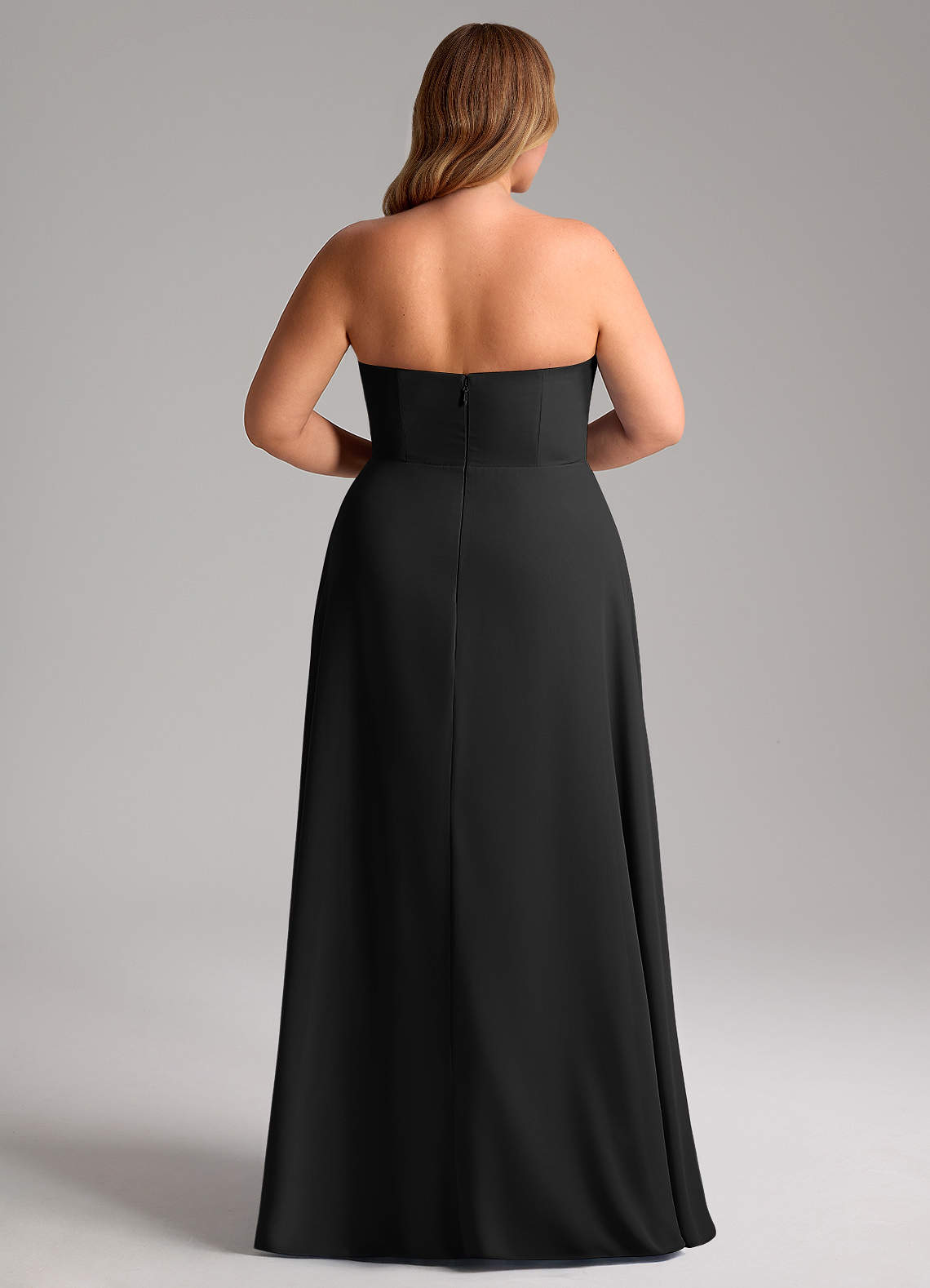 Azazie Wren Vestidos de damas de honor Vestido de Negro de Gasa de Corte en A Convertible con Corte Lateral image14
