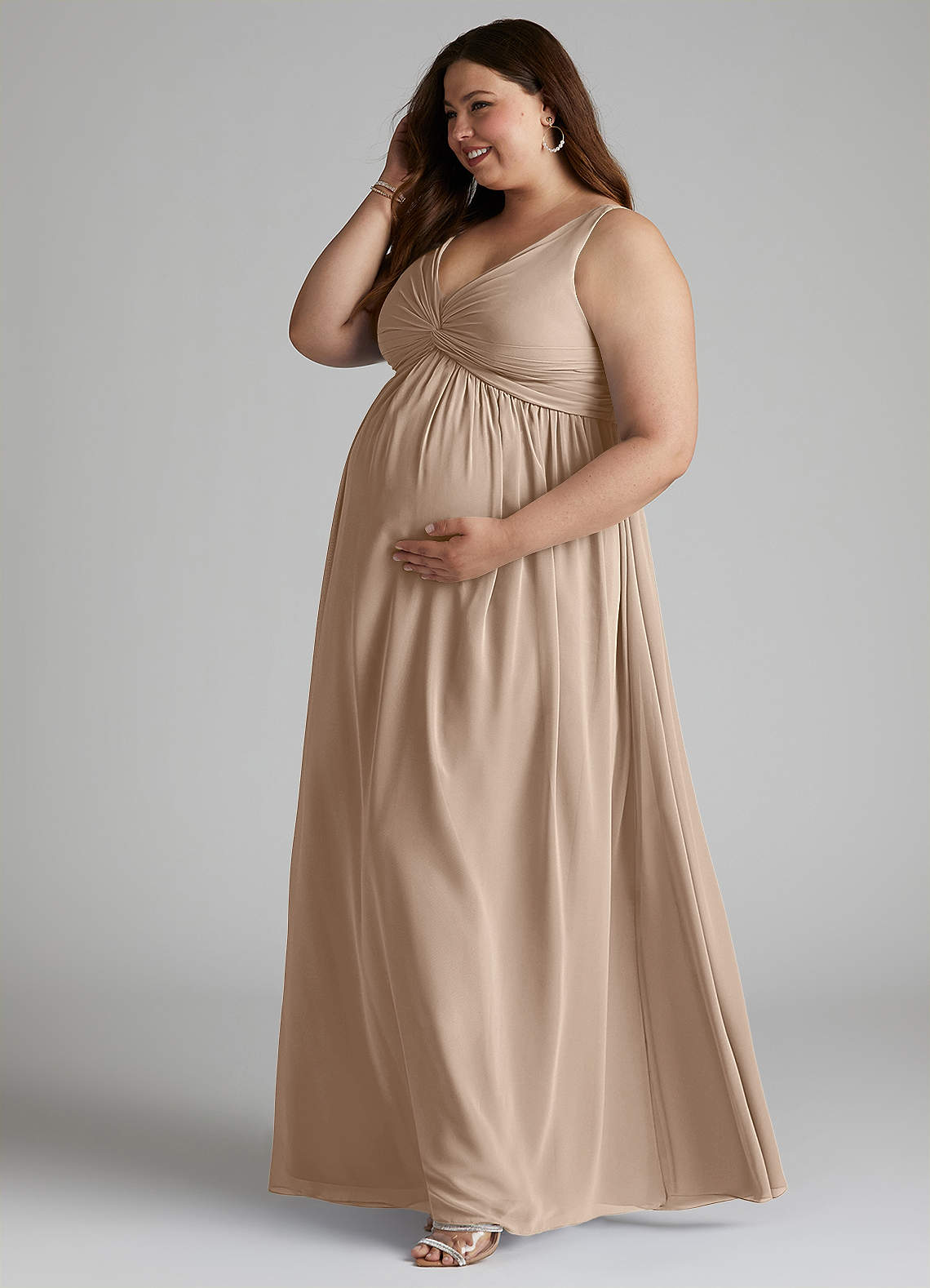 taupe maternity bridesmaid dresses Six Stories Women's Knot Front Chiffon Bridesmaid Dress