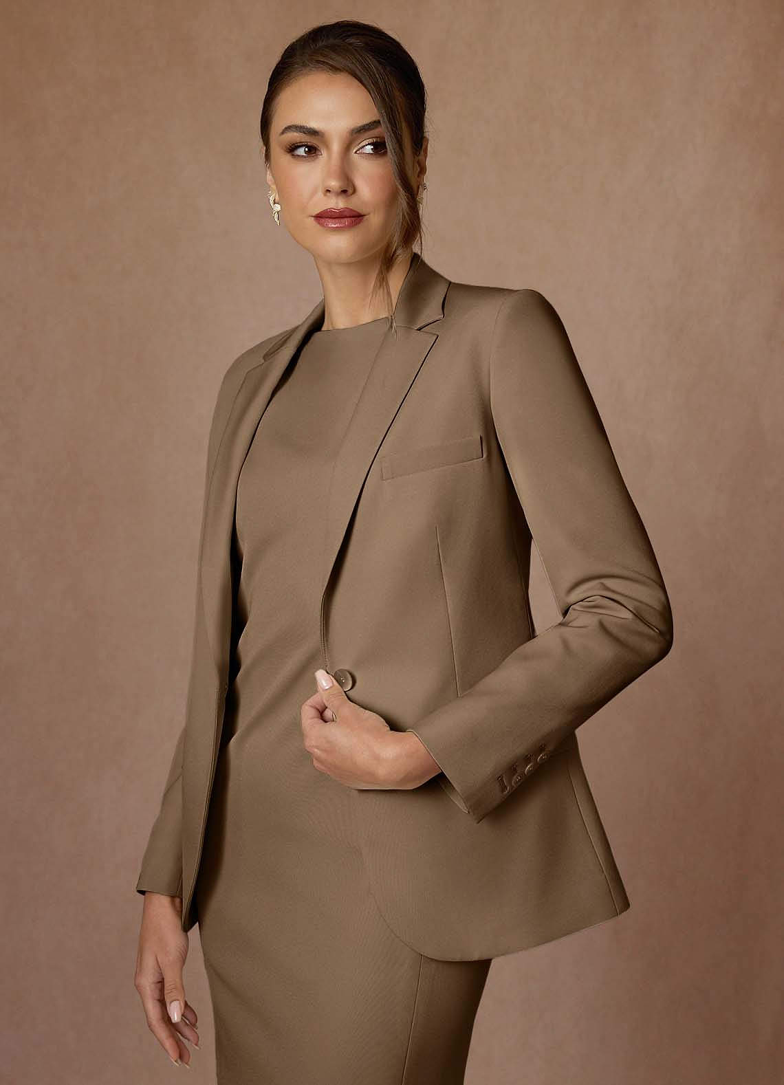 front Kennedy Truffle Refined Weave Performance Dress Suit