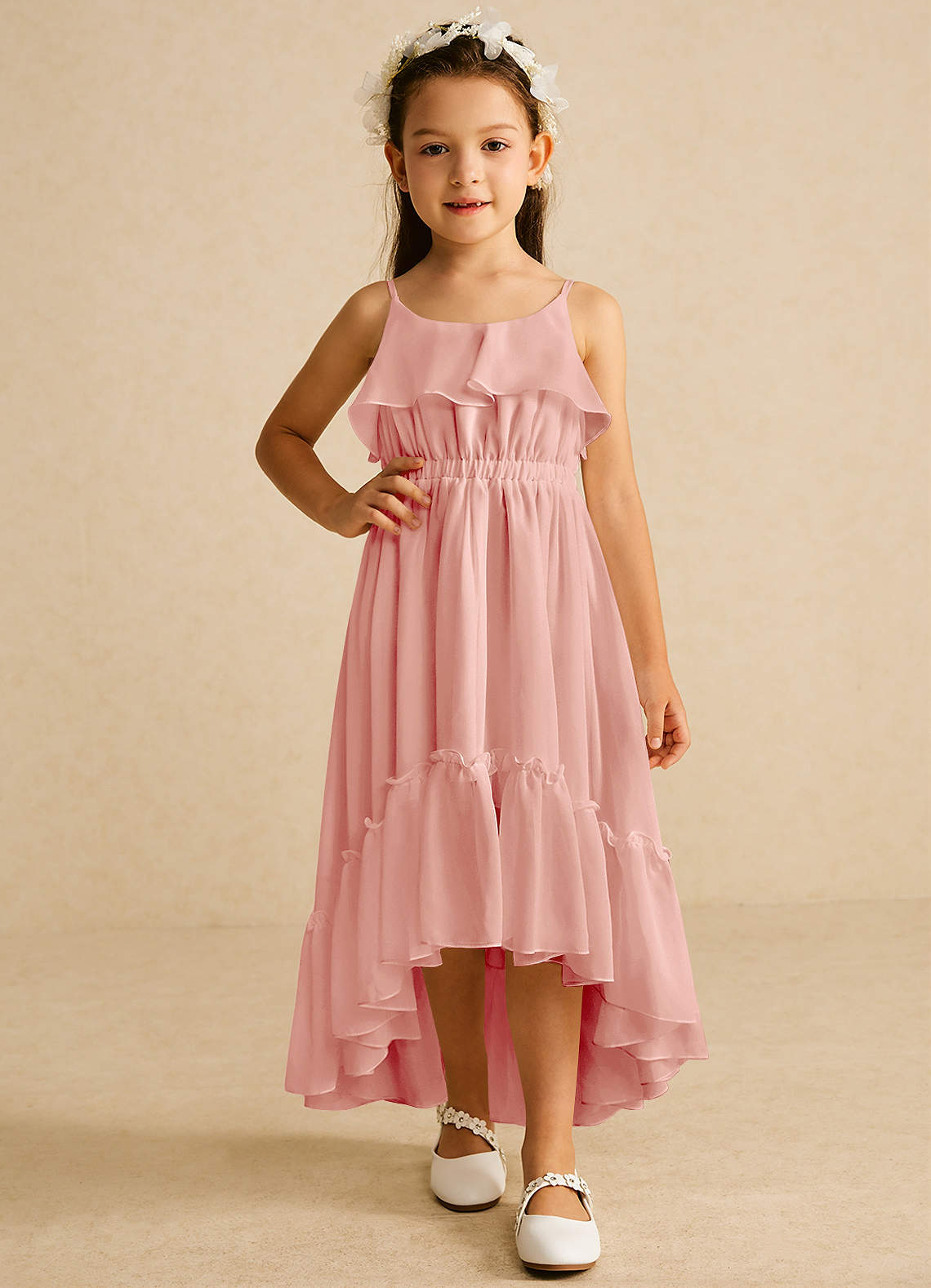 Azazie Karmen Rosette A-Line Ruched Chiffon Dress | Azazie