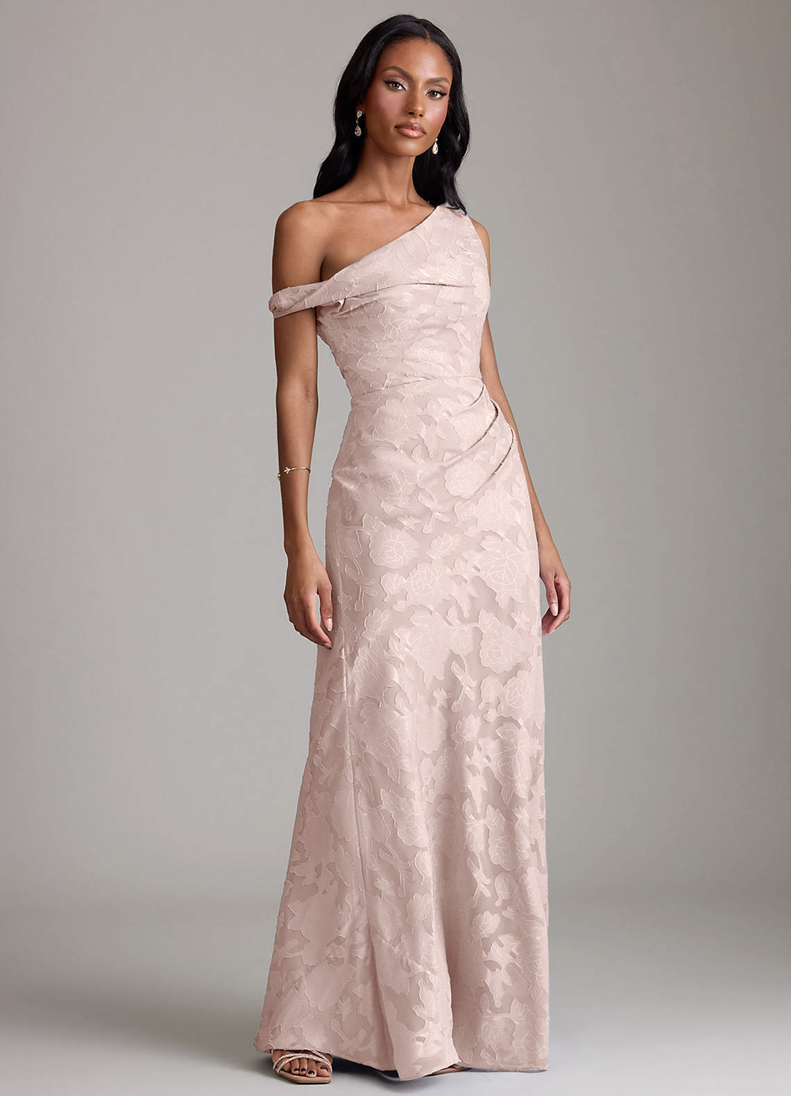 Azazie Emerson Vestidos de damas de honor Vestido de Rosa Rubor de Devorado Floral de Corte Sirena con Vestidos sin tirantes image3