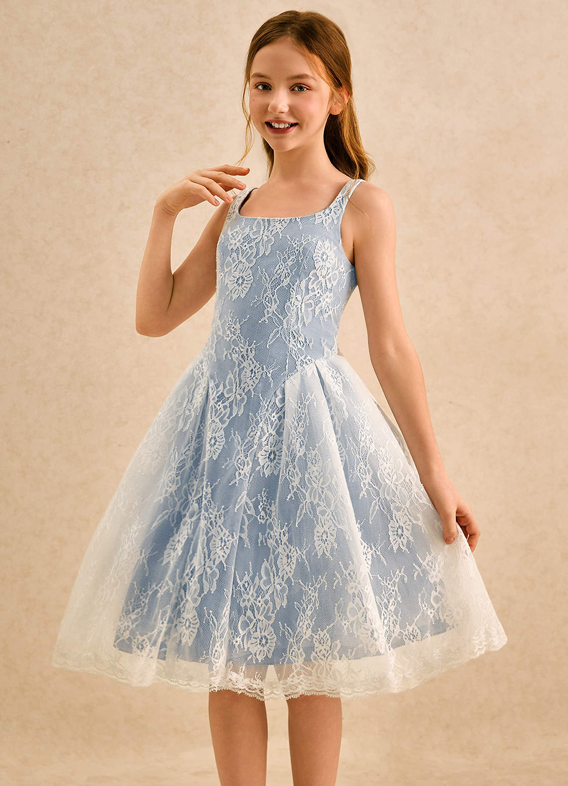 dusty blue girls dress Azazie Cubbie Formal trendy prom dress Scoop Back Style Buy 2021 Navy Blue size:16 Yrs