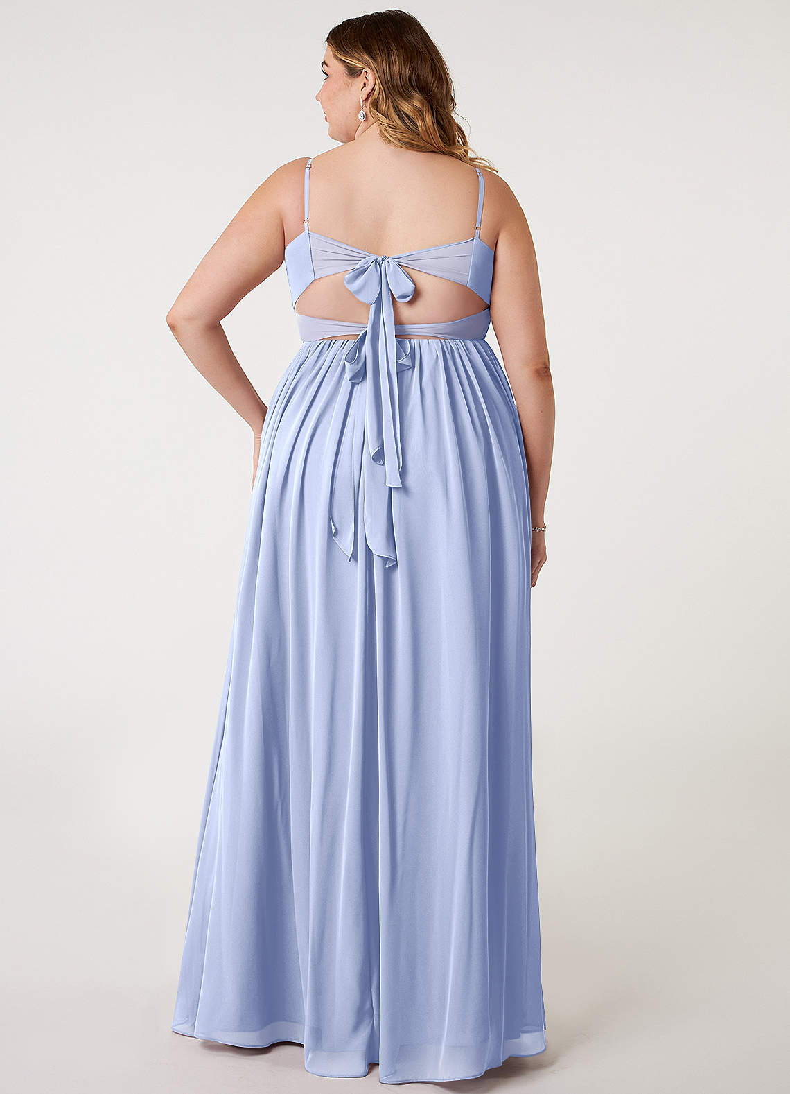 Azazie Zeya Bridesmaid Dresses Ice A-Line V-Neck Pleated Chiffon Dress image6