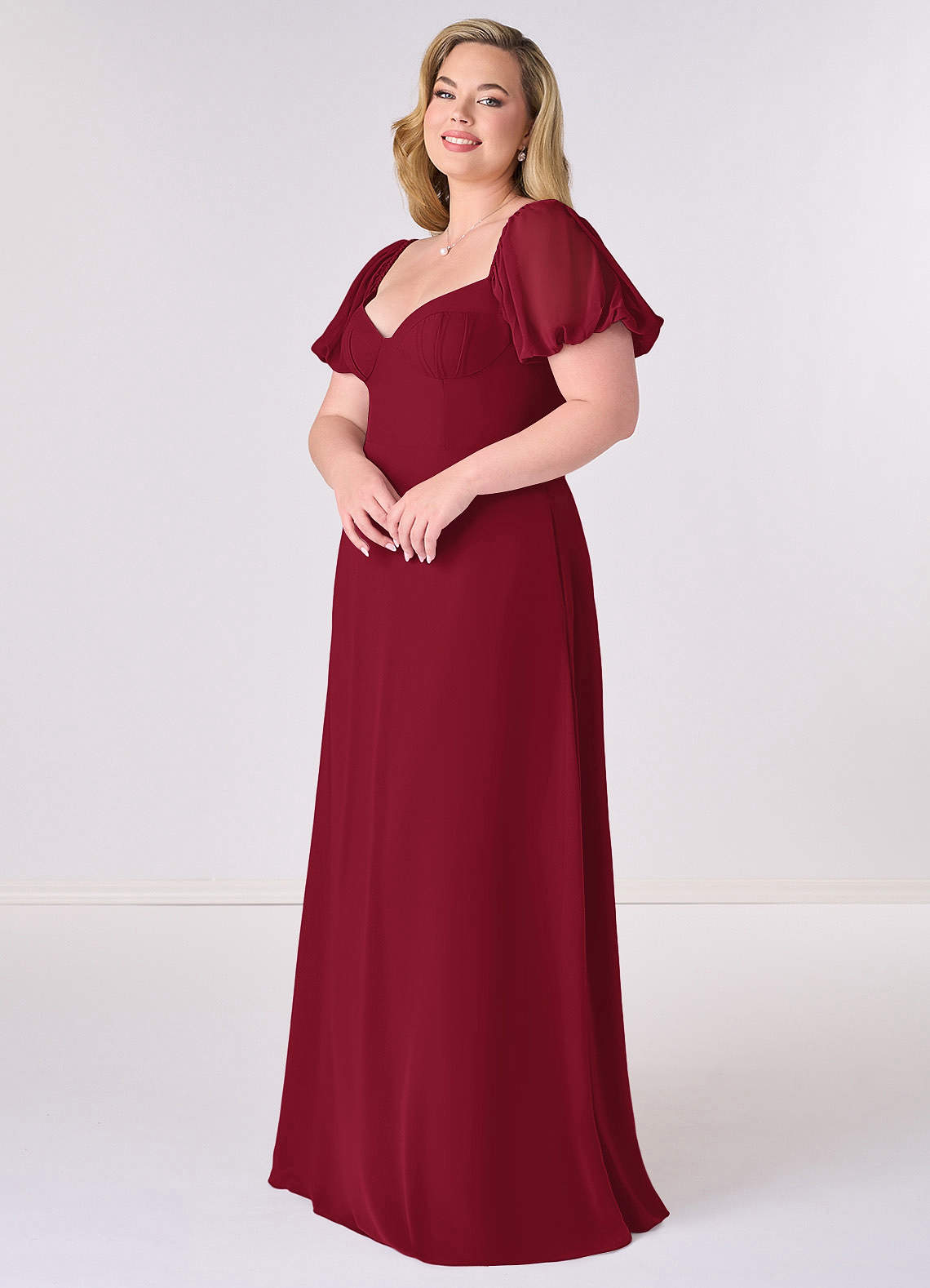 Barbie ♥ Azazie Bridesmaid Dresses Burgundy A-Line Pleated Chiffon Dress image8