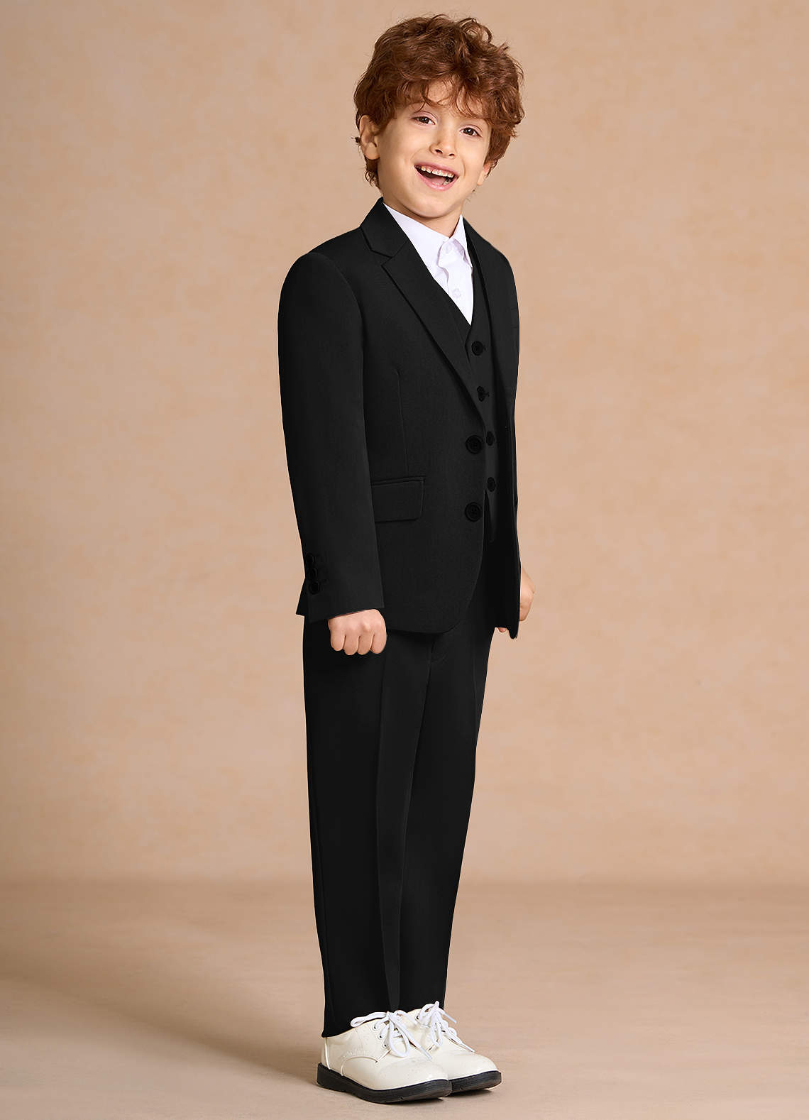 front Oliver 블랙 소년용 3피스 정장