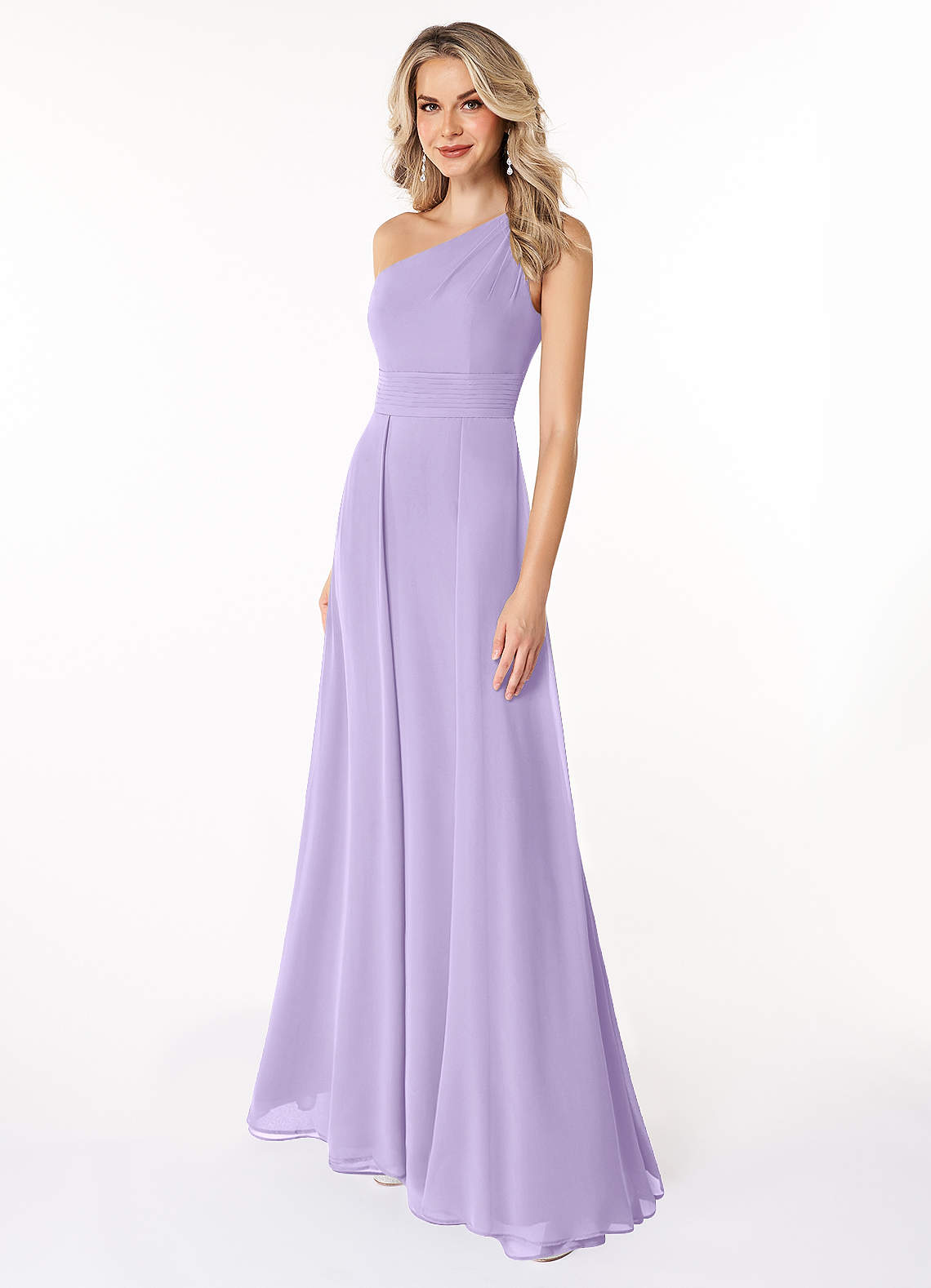 Azazie Dallas Bridesmaid Dresses Lilac A-Line One Shoulder Chiffon Dress image1