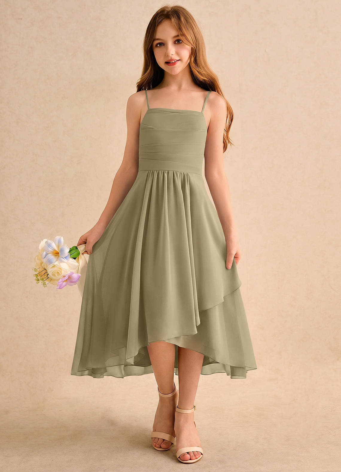 twilight green dress Azazie A-Line/Princess Square Neck Asymmetrical Chiffon Girl Formal Dresses Reformation dress