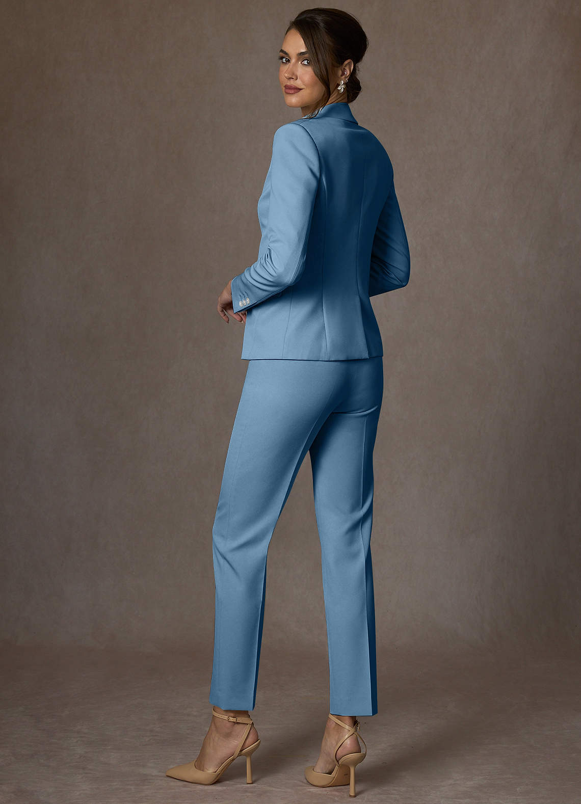 front Whitney Steel Blue Structured Stretch Blazer