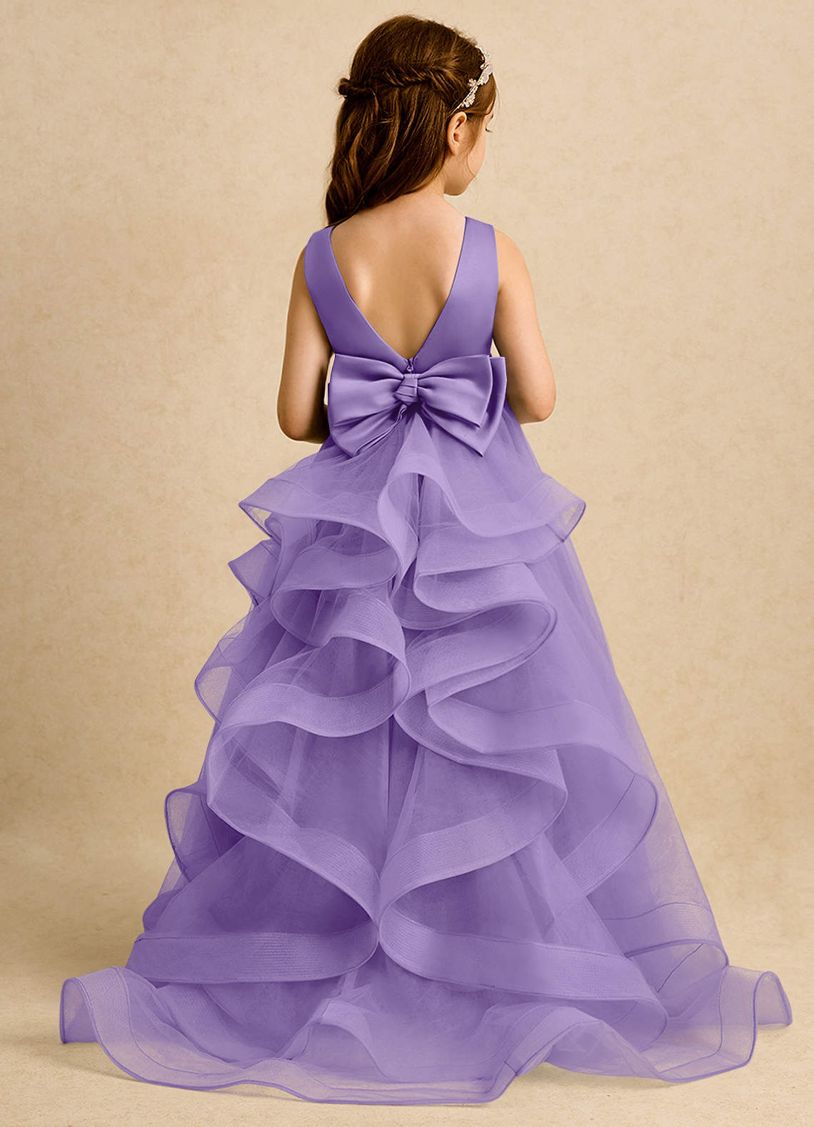 Azazie Lior Robe Demoiselle D'honneur Fillette Robe Princesse en Tulle Plissée Tahiti image1