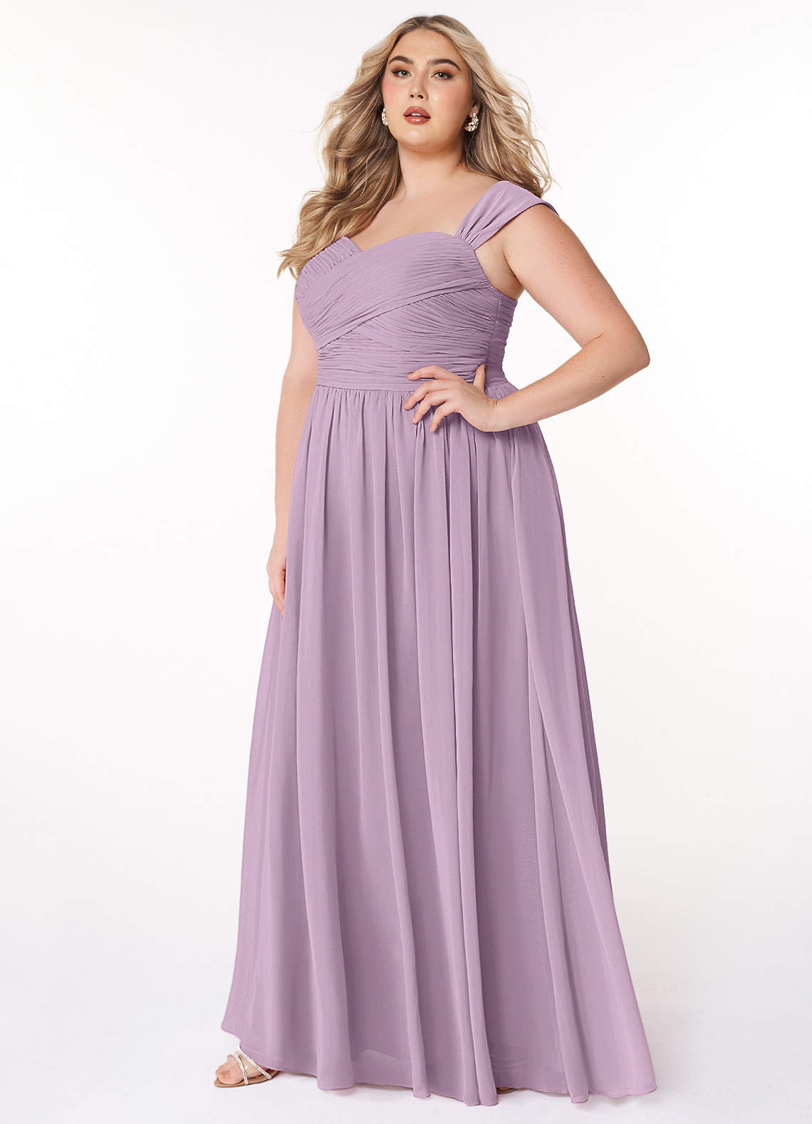 Azazie Zapheira Bridesmaid Dresses Wisteria A-Line Ruched Chiffon Dress image1
