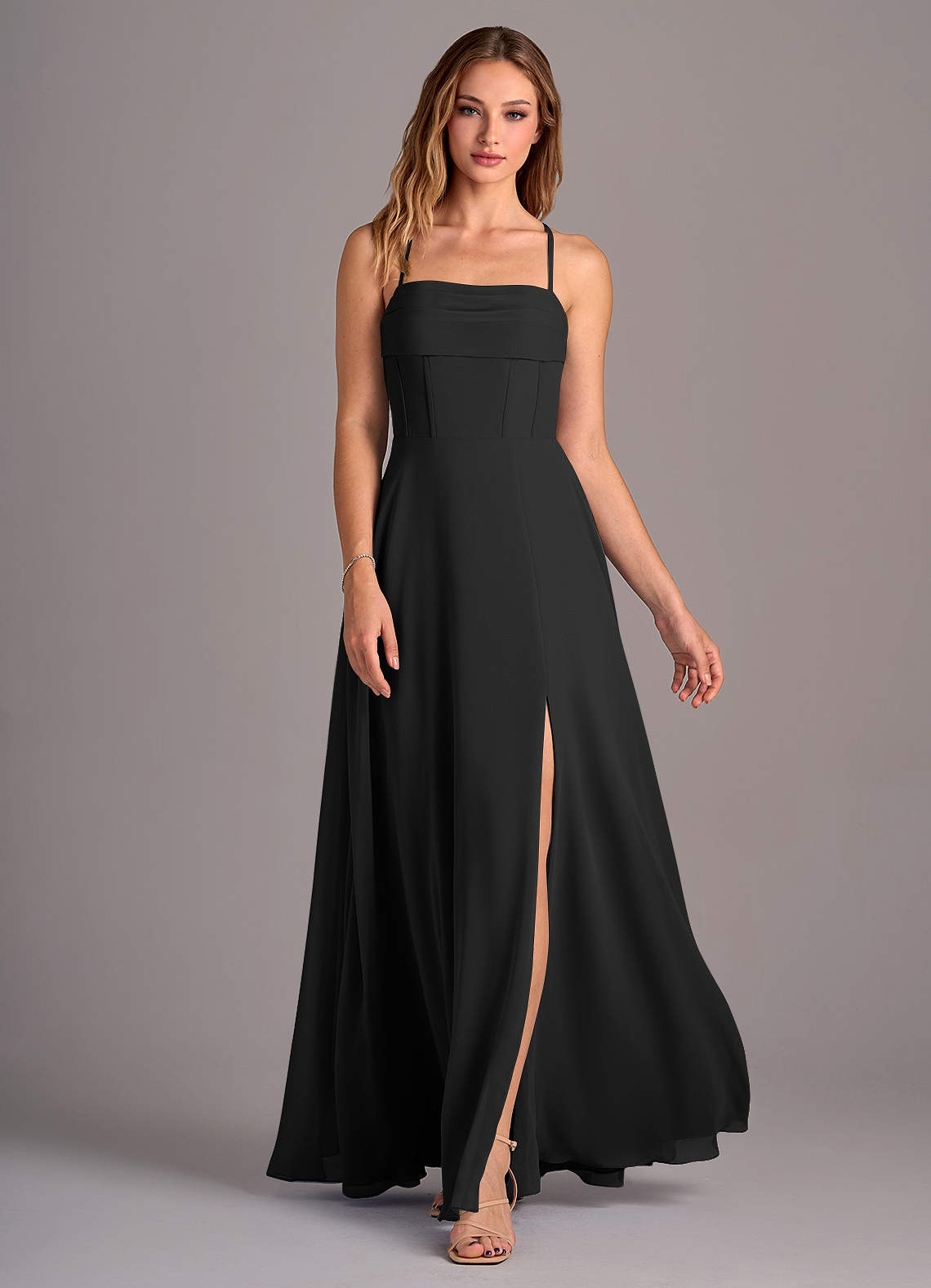 a line dress square neckline Square Neckline Gown Hunter / 16