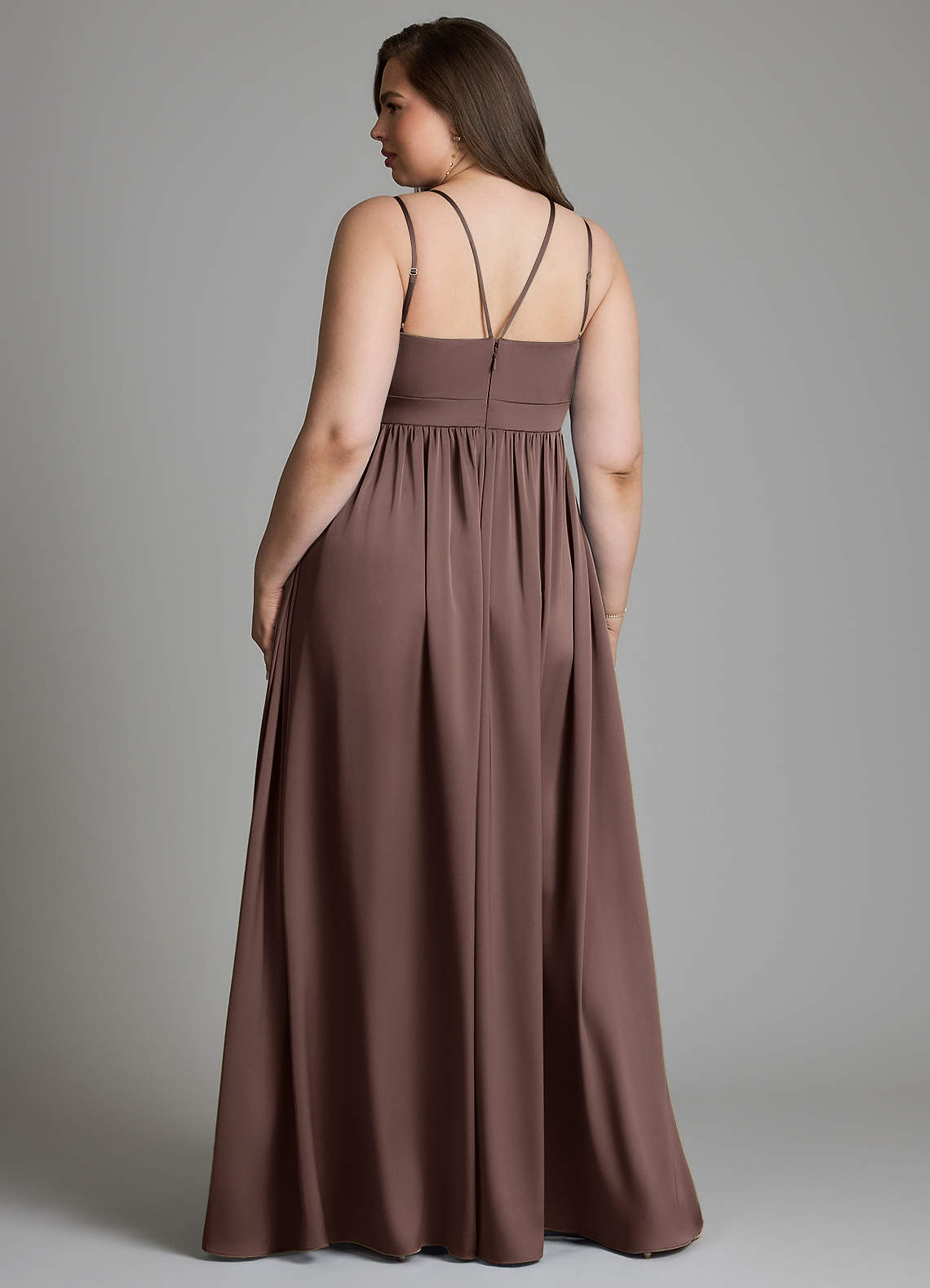 Azazie Emree Maternity Bridesmaid Dresses A-Line Stretch Satin Floor-Length Dress with Pockets image5