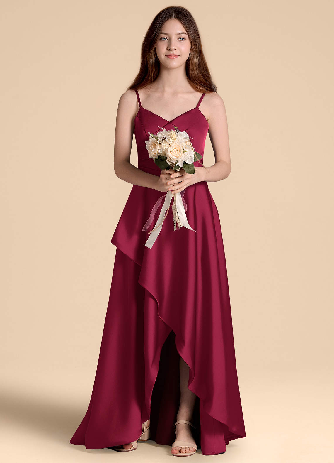 red junior dresses formal Wine Red Lace High Low Charming Formal Dress, Junior Party Dress, Cute