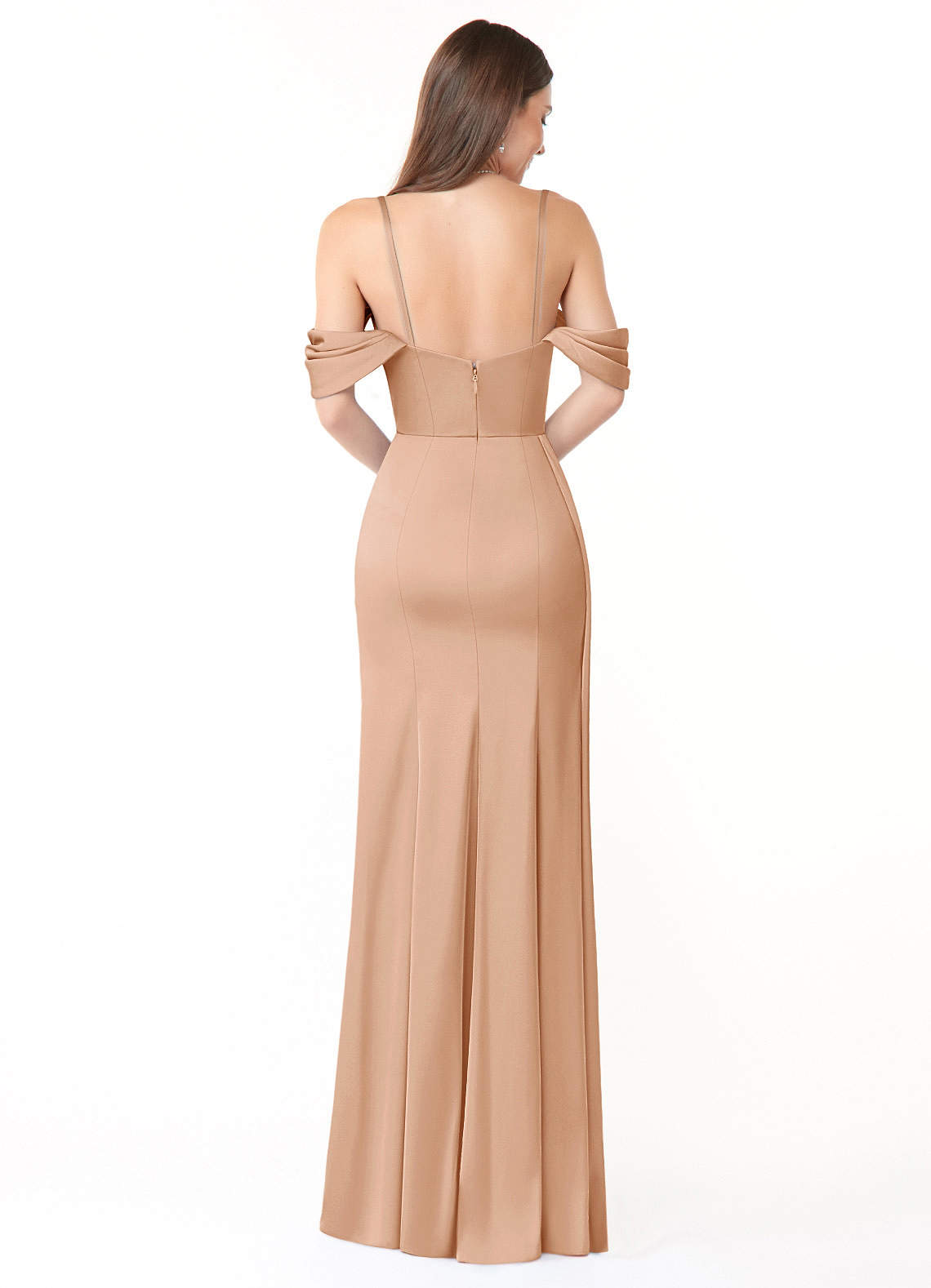 Azazie Amyra Bridesmaid Dresses English Rose Mermaid Off the Shoulder Stretch Satin Convertible Dress image4