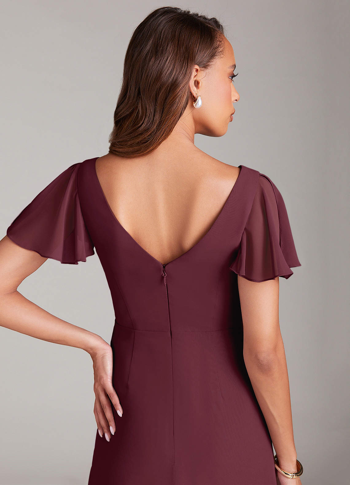 Azazie Soren Bridesmaid Dresses Cabernet A-Line Ruched Chiffon Dress image6