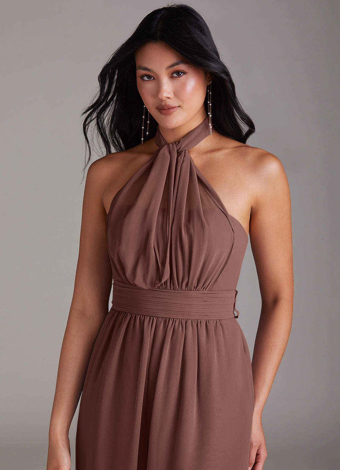 Azazie Lamara Ready to Ship Espresso Chiffon Bridesmaid Dresses