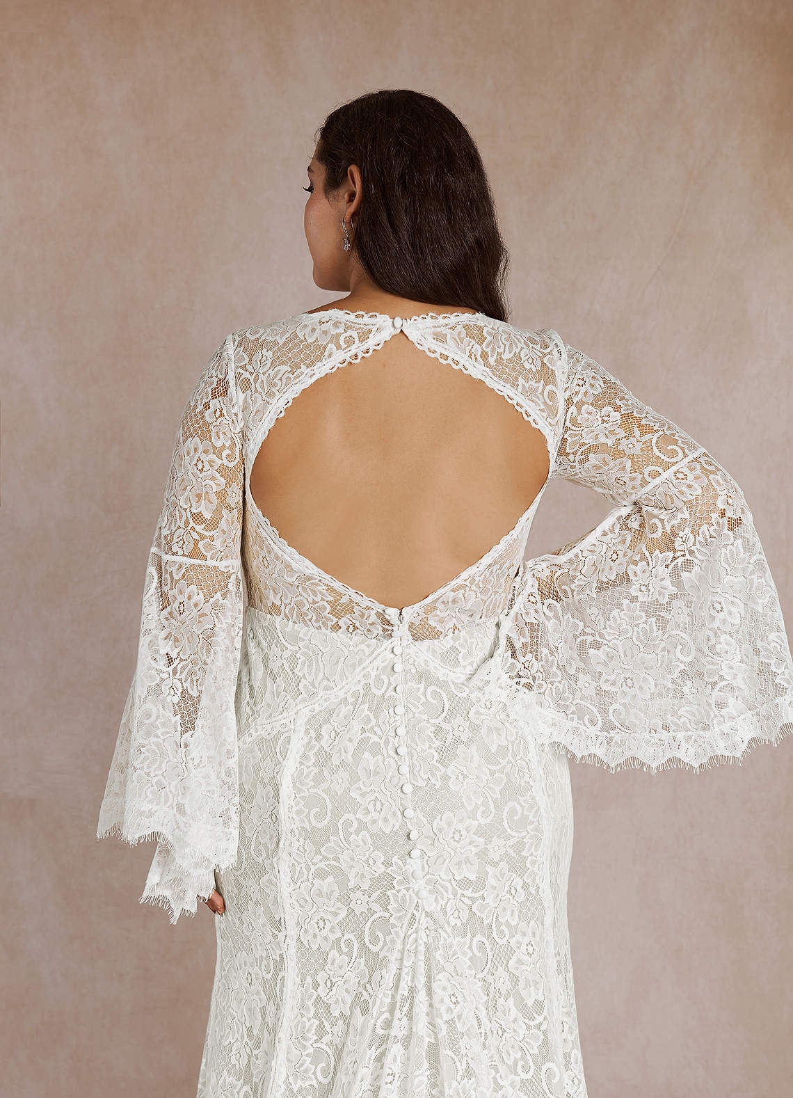 Azazie Hayes Wedding Dresses Diamond White Mermaid V-Neck Lace Dress image13