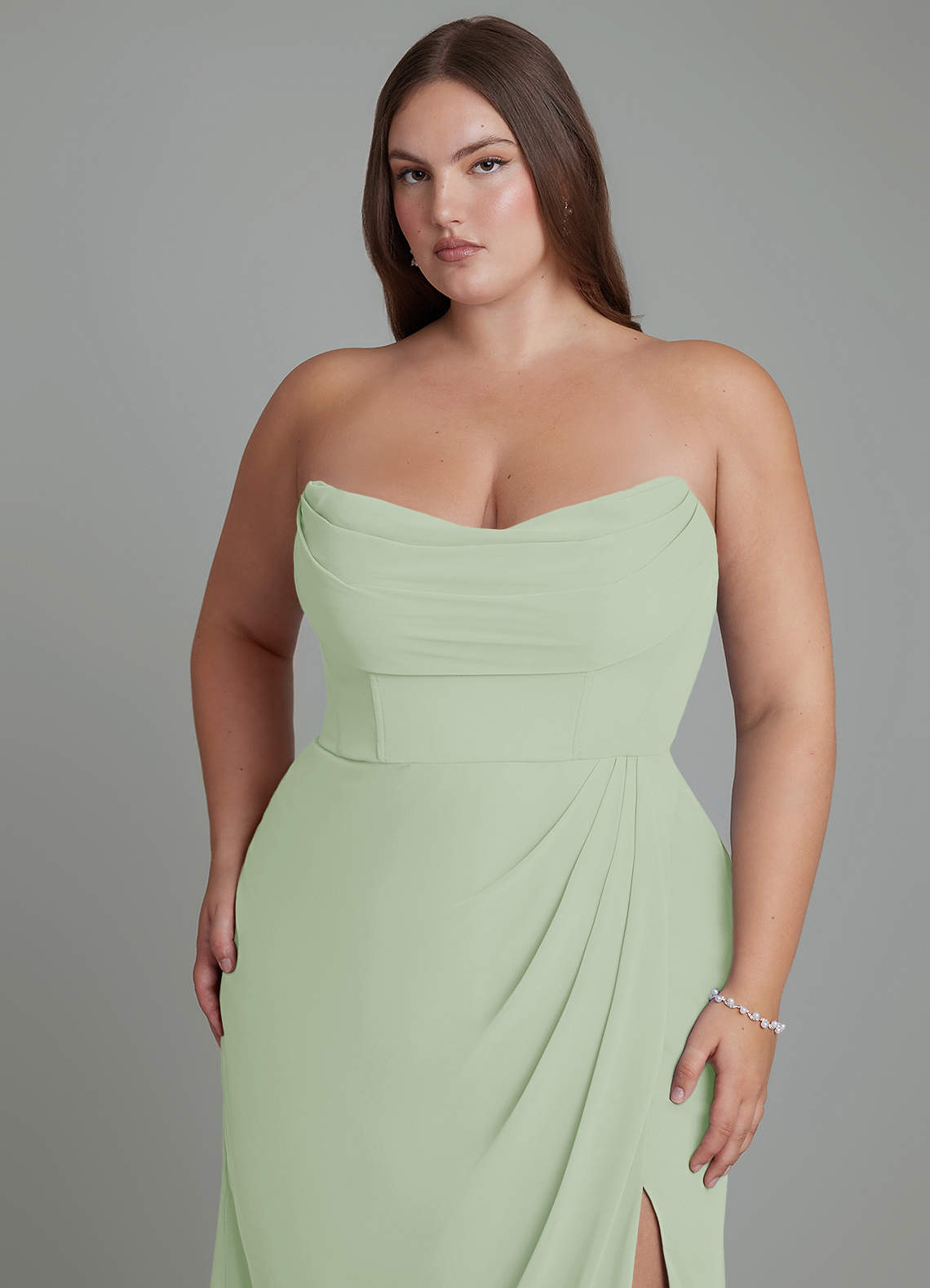 Azazie Johana Bridesmaid Dresses Dusty Sage Mermaid Off the Shoulder Chiffon Convertible Dress image14